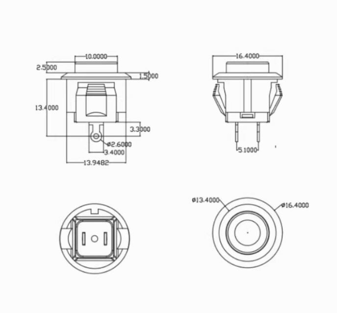 【UCI電子】 (D45-D57) DS-500卡扣式按鈕開關14mm 圓頭自復位 常開 常閉 2腳 電瓶車 喇叭開關