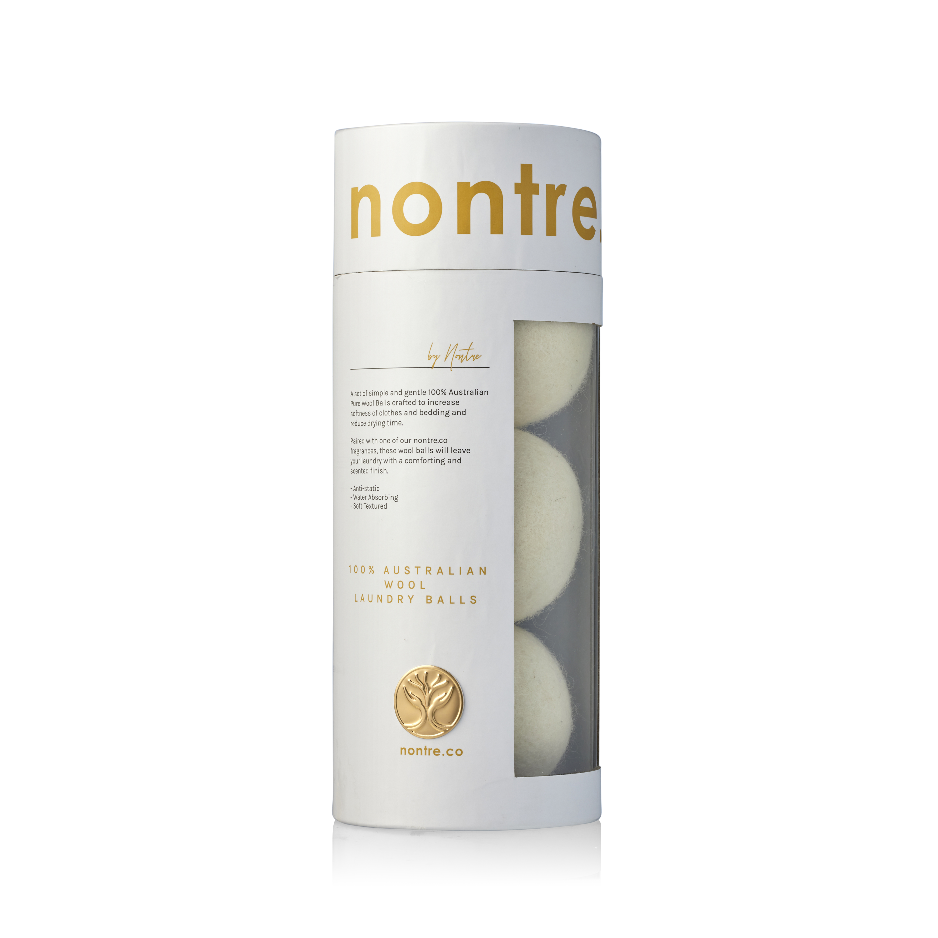 Nontre - 乾衣球，100% 澳洲羊毛（一組3個）