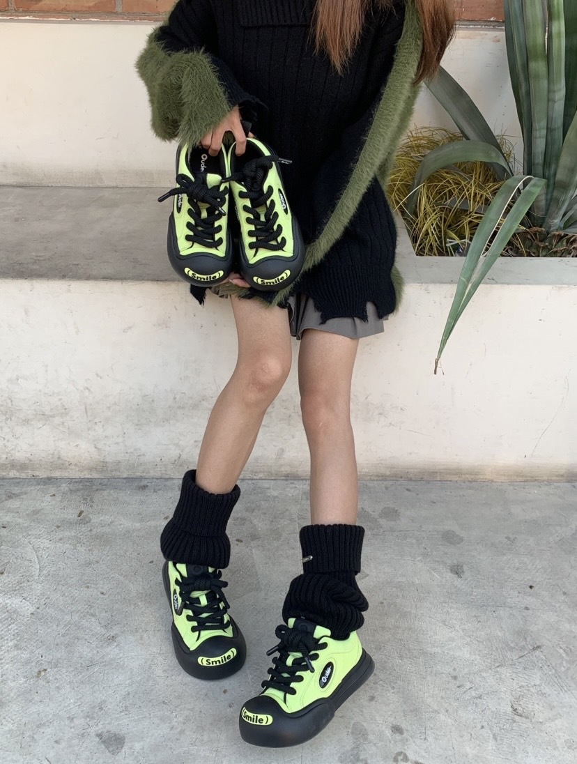 Ouder (Smile) 開口笑 圓頭厚底 蘋果綠 低筒 帆布鞋 新銳設計師品牌