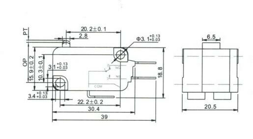 【UCI電子】(D-49) V-15-1C25帶鉚釘銀觸點15A 微動開關 開關