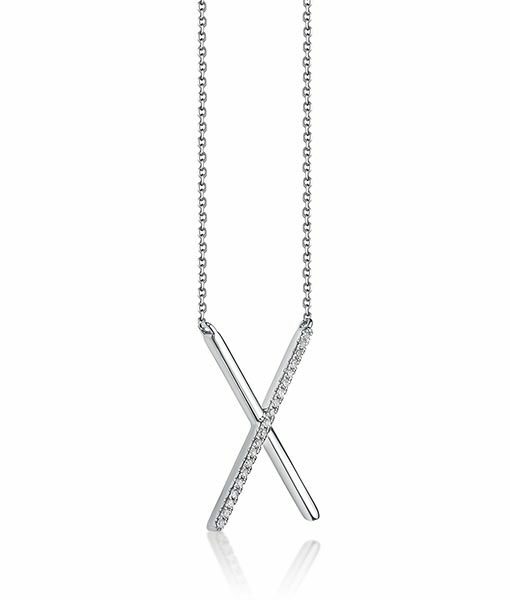 18K White Gold "X" Diamond Necklace