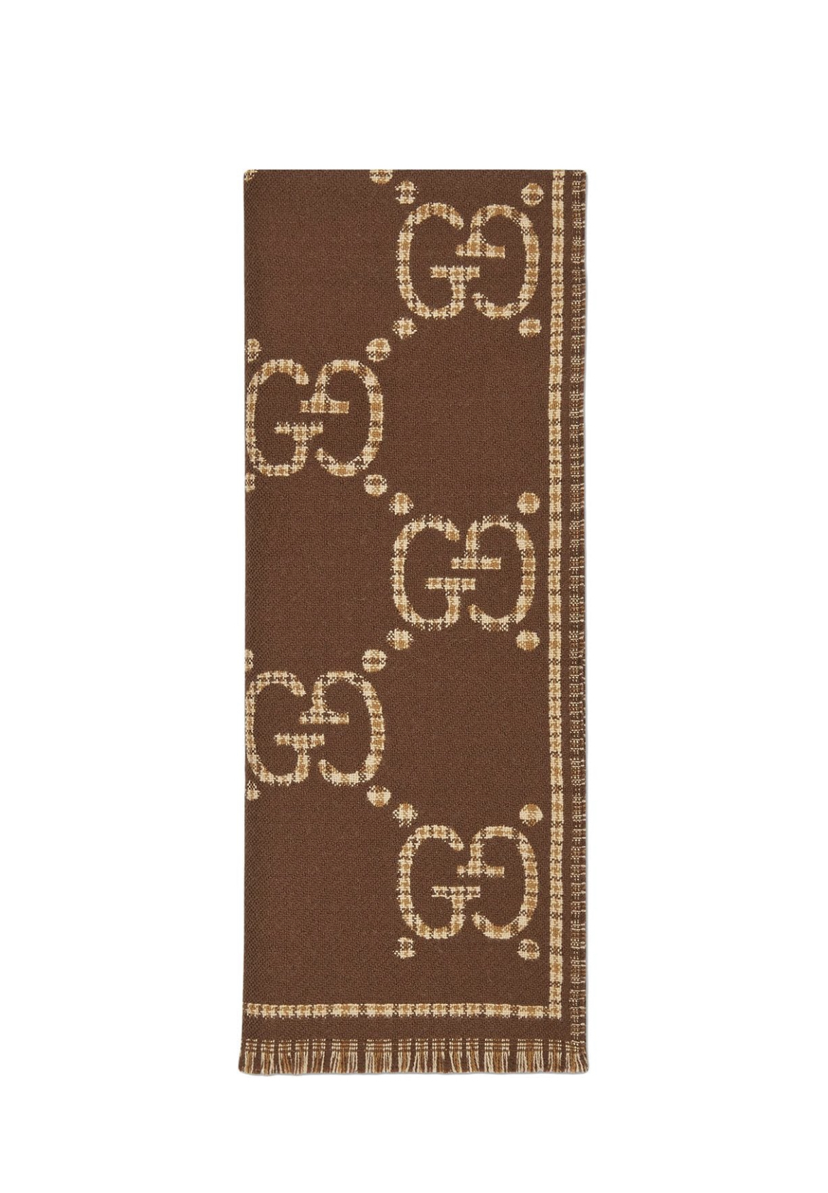 GG Wool Jacquard Scarf in Brown - Gucci