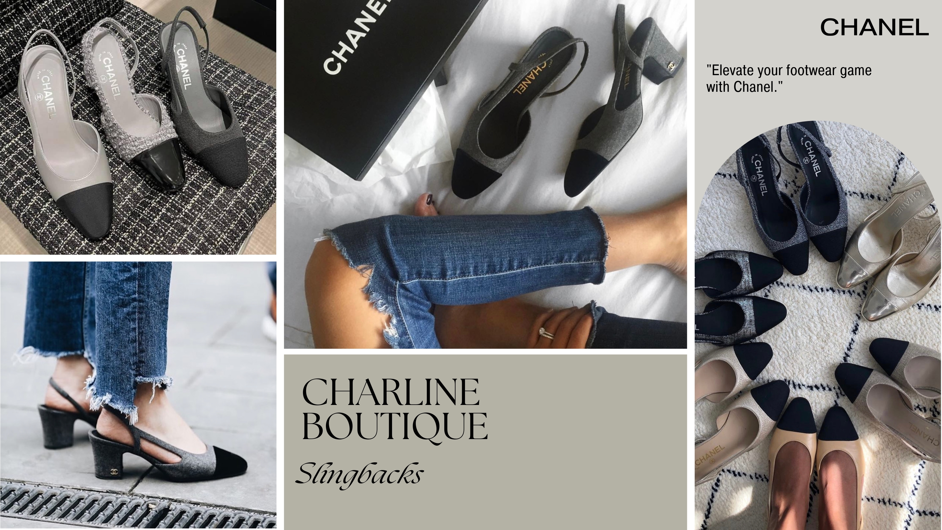 Chanel Slingbacks誕生於1957年，獨具大膽將男鞋的雙色設計引入女鞋，賦予女鞋更多變的造型。雖以簡約著稱，卻充滿細節：裸膚色鞋身貼近皮膚色調，視覺上延伸雙腿長度；特殊鏤空設計增添風韻，舒適的鞋跟高度，輕鬆行走。Chanel Slingbacks提供2.5cm平底和6.5cm跟高兩種選擇，適合不同需要。鞋款配色和材質多變，由經典皮革到粗花呢、牛仔等不同材質的絆帶鞋，滿足各種喜好，令其成為每個女孩不可或缺的鞋櫃必備之選！