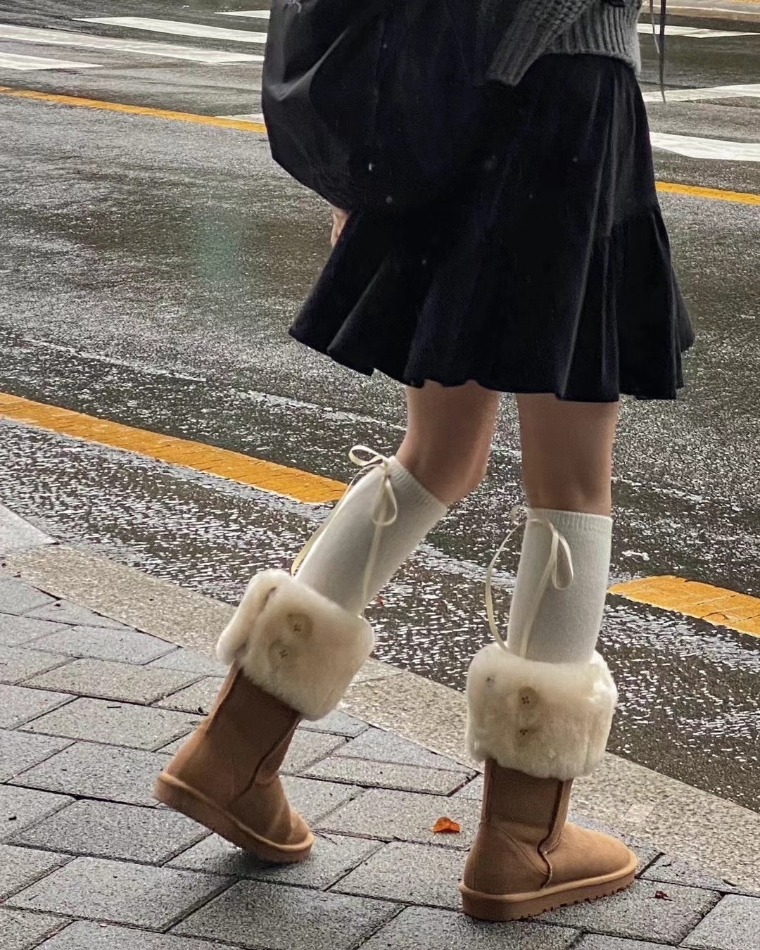 自留 韓製羊絨ribbon sock