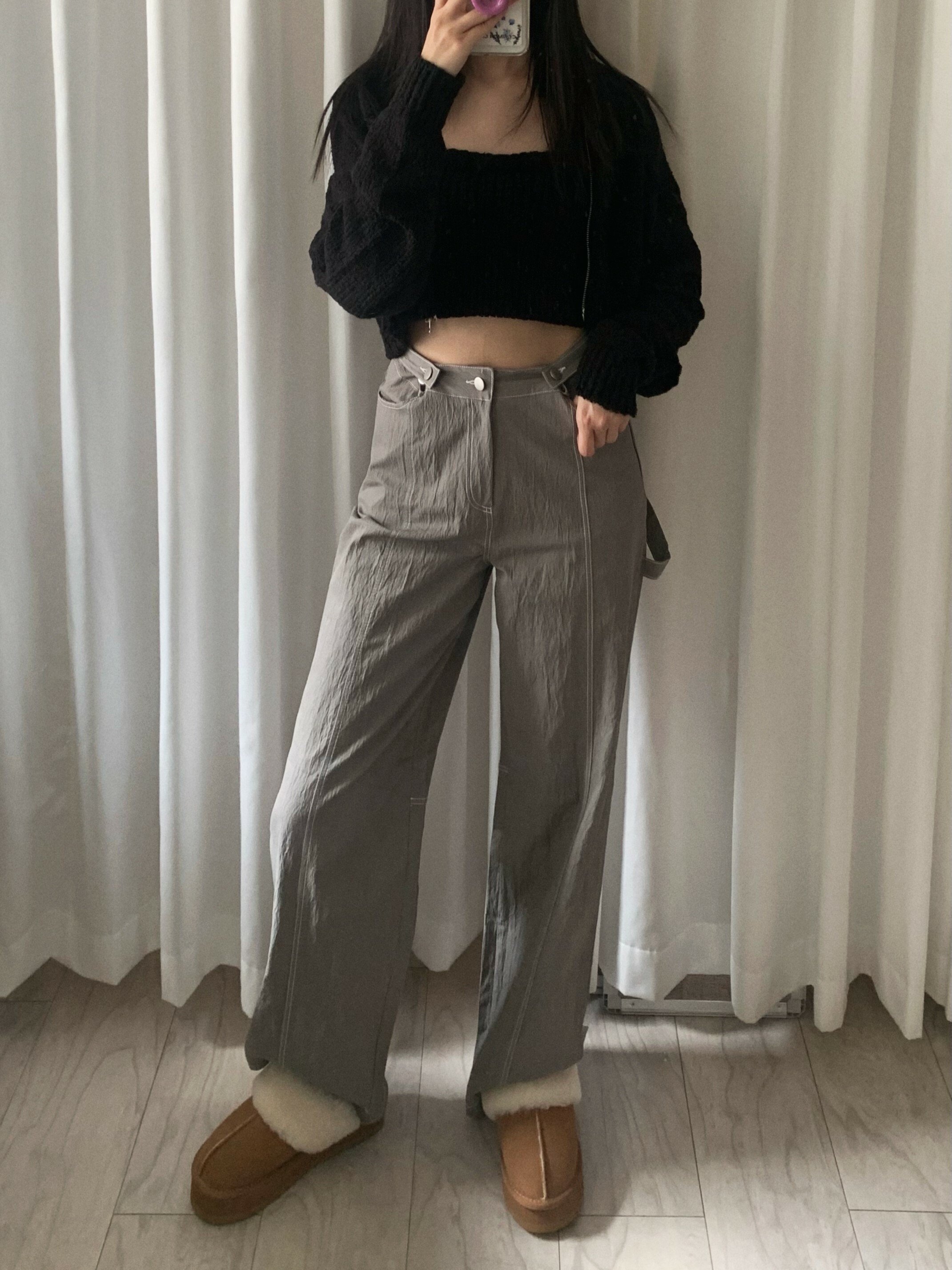 軍綠 腰可調車線工裝長褲