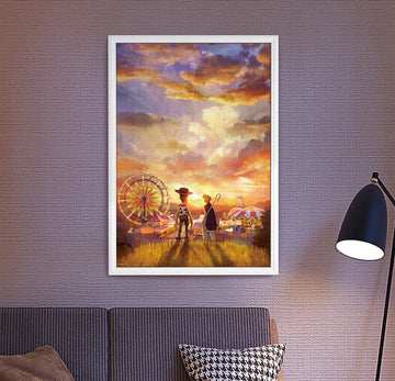 玩具總動員-日落一天系列-校園風格 (畫布紋理)