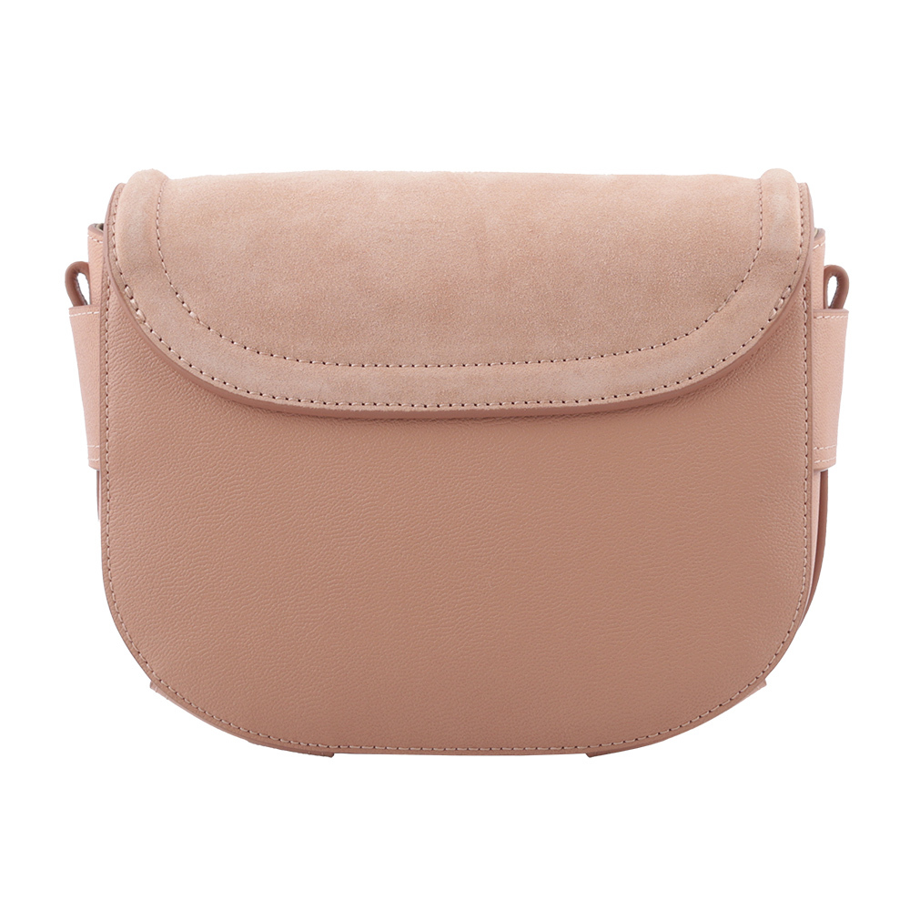 【SEE BY CHLOE】MARA BAG麂皮拼皮革翻蓋斜背包(粉色) CHS20ASA29820 6I3