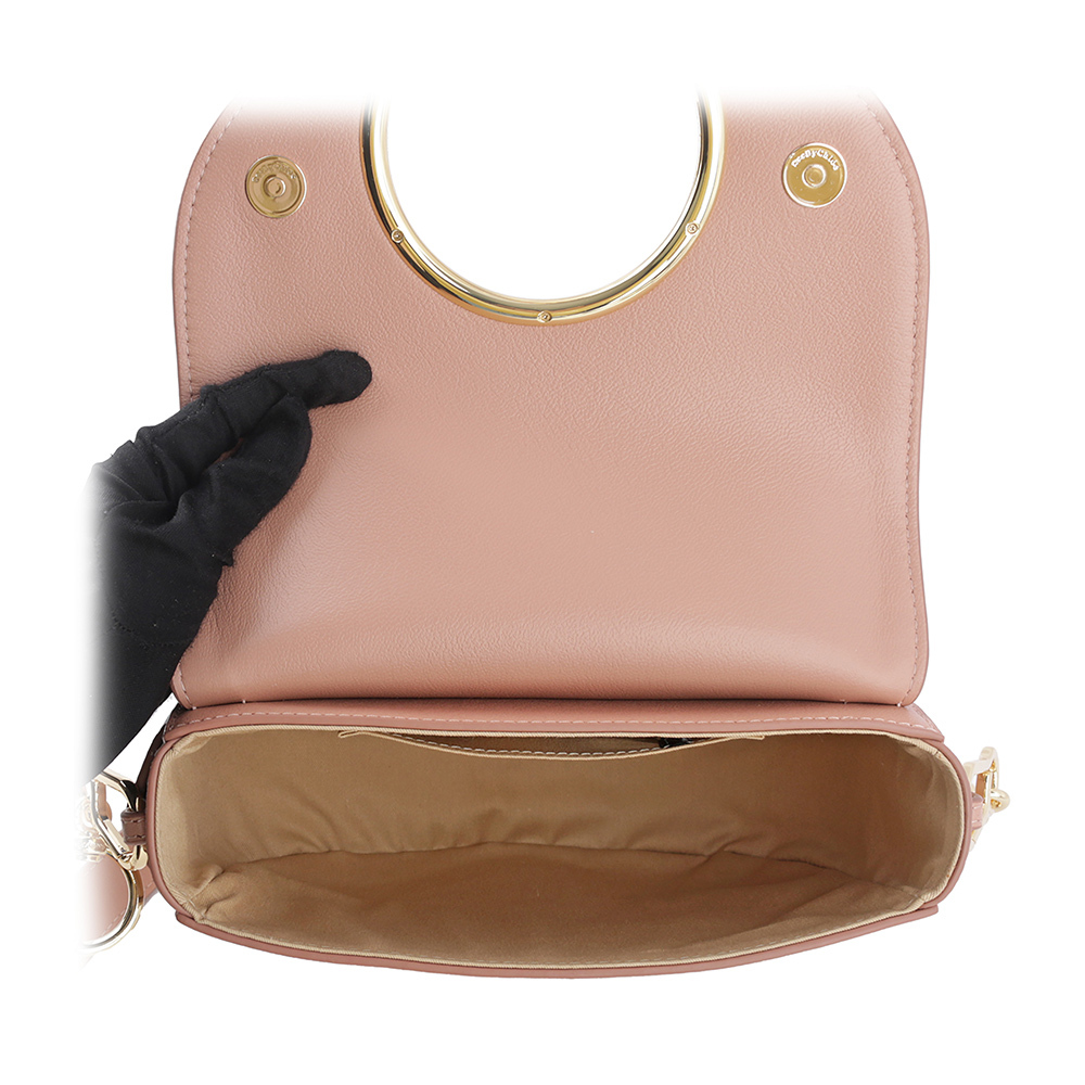 【SEE BY CHLOE】MARA BAG麂皮拼皮革翻蓋斜背包(粉色) CHS20ASA29820 6I3