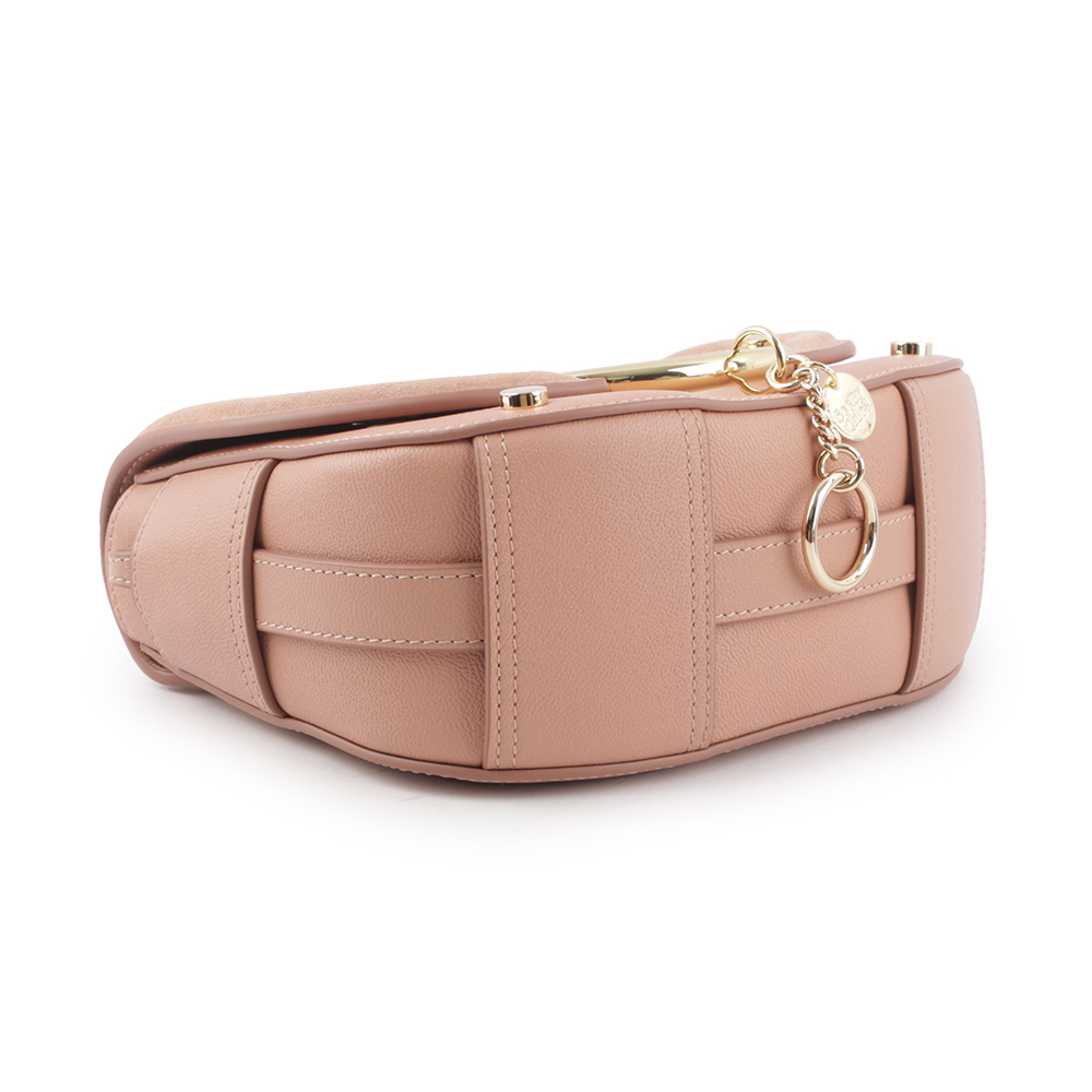 【SEE BY CHLOE】MARA BAG麂皮拼皮革翻蓋斜背包(粉色) CHS20ASA29820 6I3