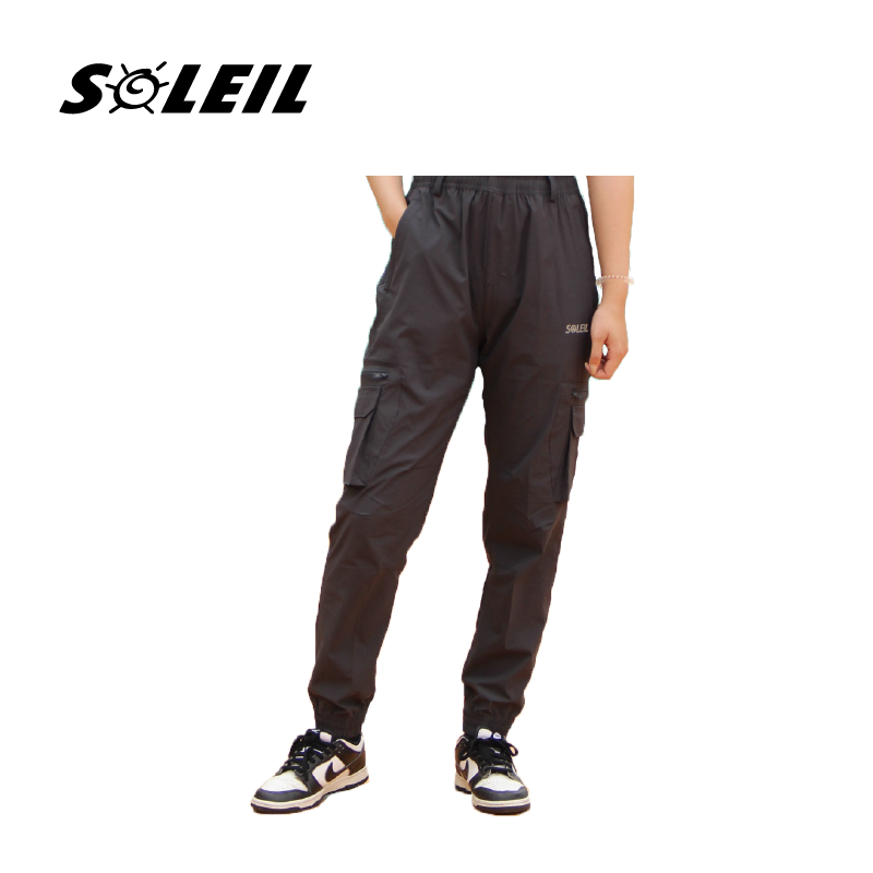 SOLEIL雙側袋束口鬆緊褲 (黑、深灰) 運動/排汗透氣/快乾/登山休閒 21CKN9800