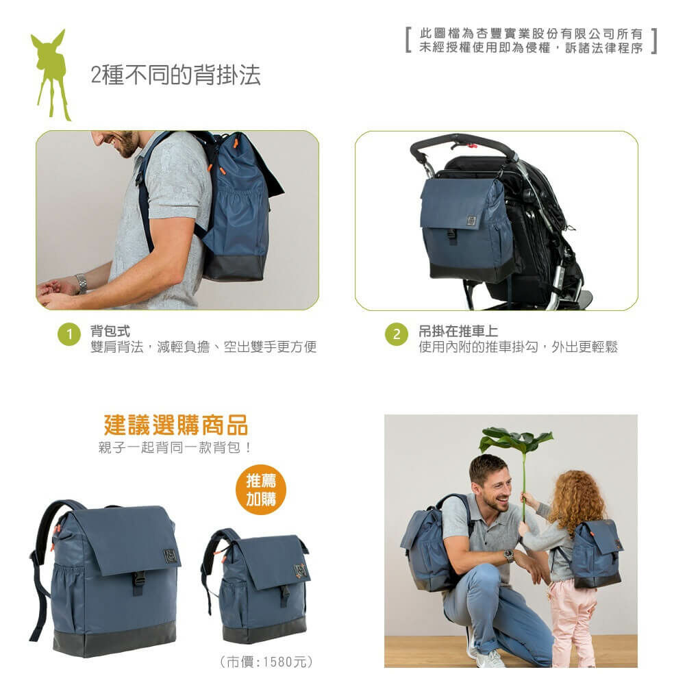 網紅推薦LASSIG超萌親子包!大包媽媽包,中性設計,爸媽背都適合。大開口大容量多隔層,育兒用品分類收納,附實用育兒配件,親子外出必備