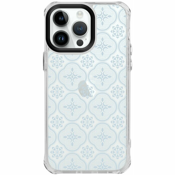 inblooom x The Hood Clear Plus Case/Begonia Glass Pattern/Transparent Blue Grey