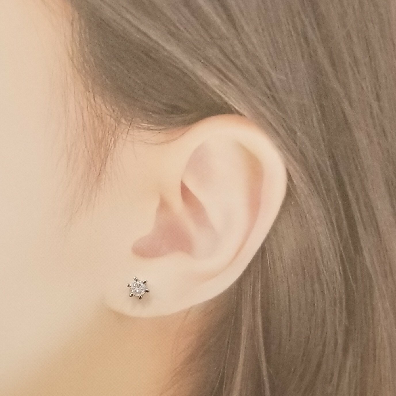 全新PT850鉑金【主石50份鑽石】6爪耳環