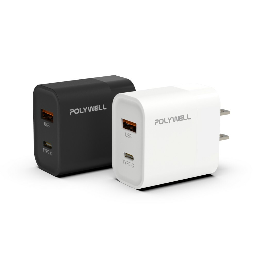 【POLYWELL】PD雙孔快充頭 30W Type-C充電器 豆腐頭 適用iPhone快充