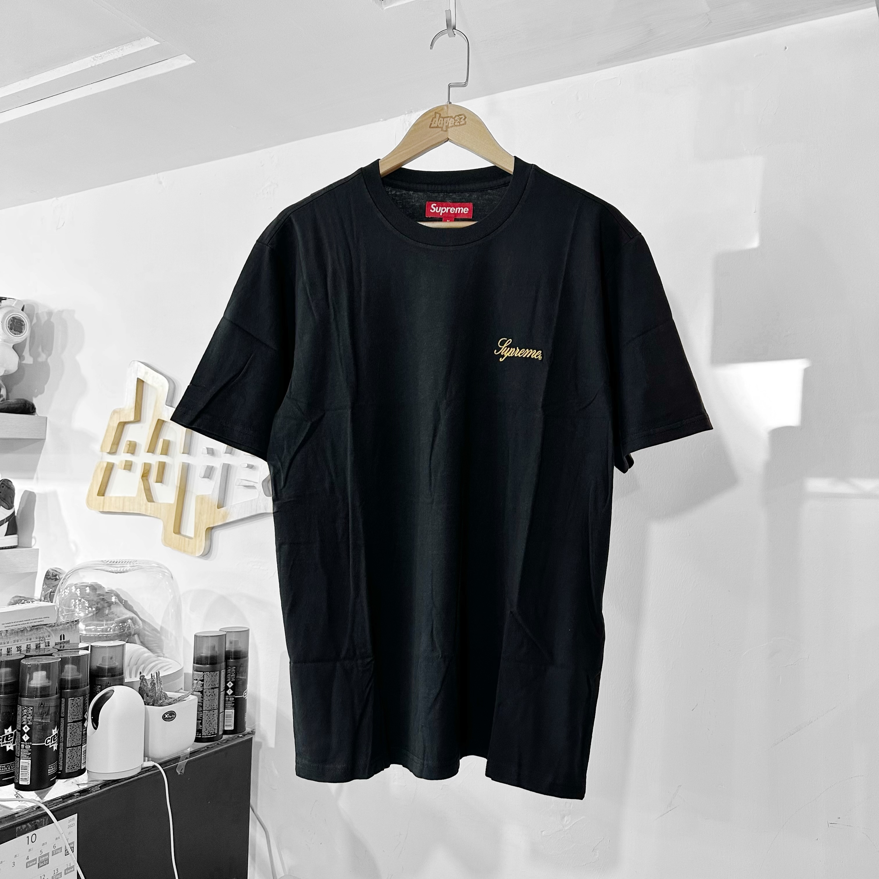 Supreme FW23  Washed Script SS Top Black