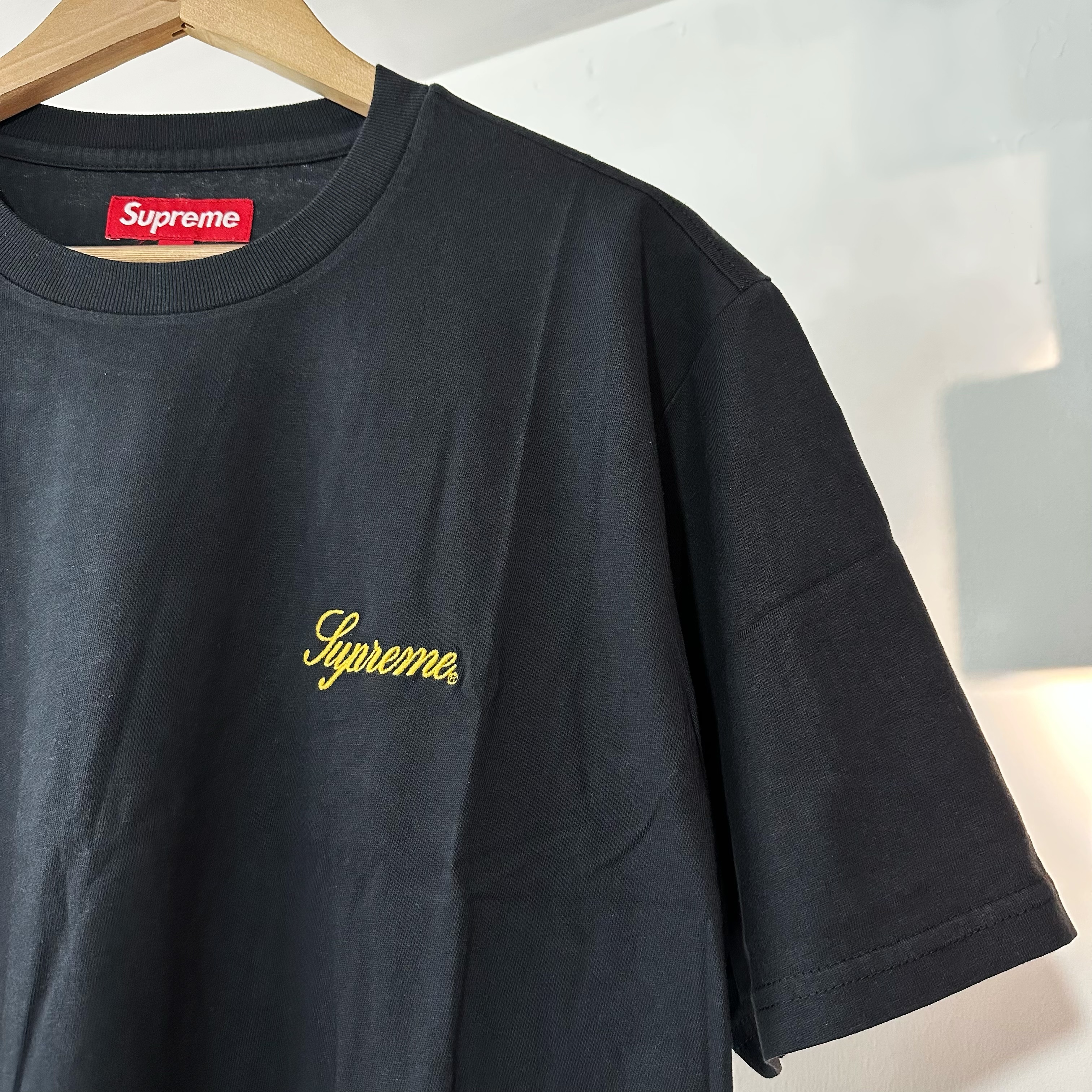 Supreme FW23  Washed Script SS Top Black
