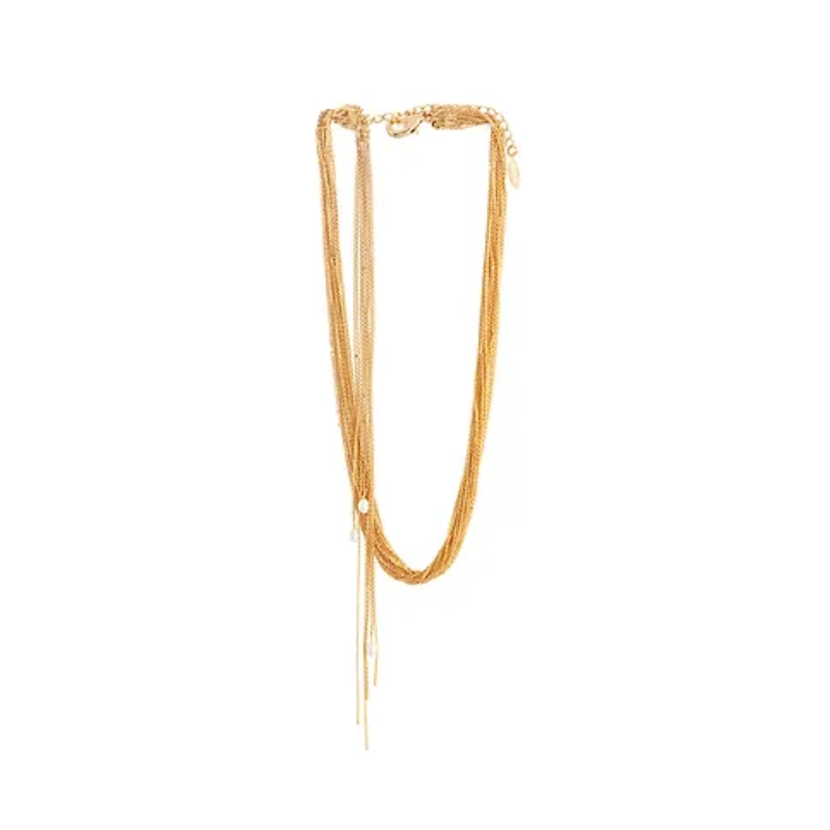 珍珠垂墜鍊條流蘇項鍊