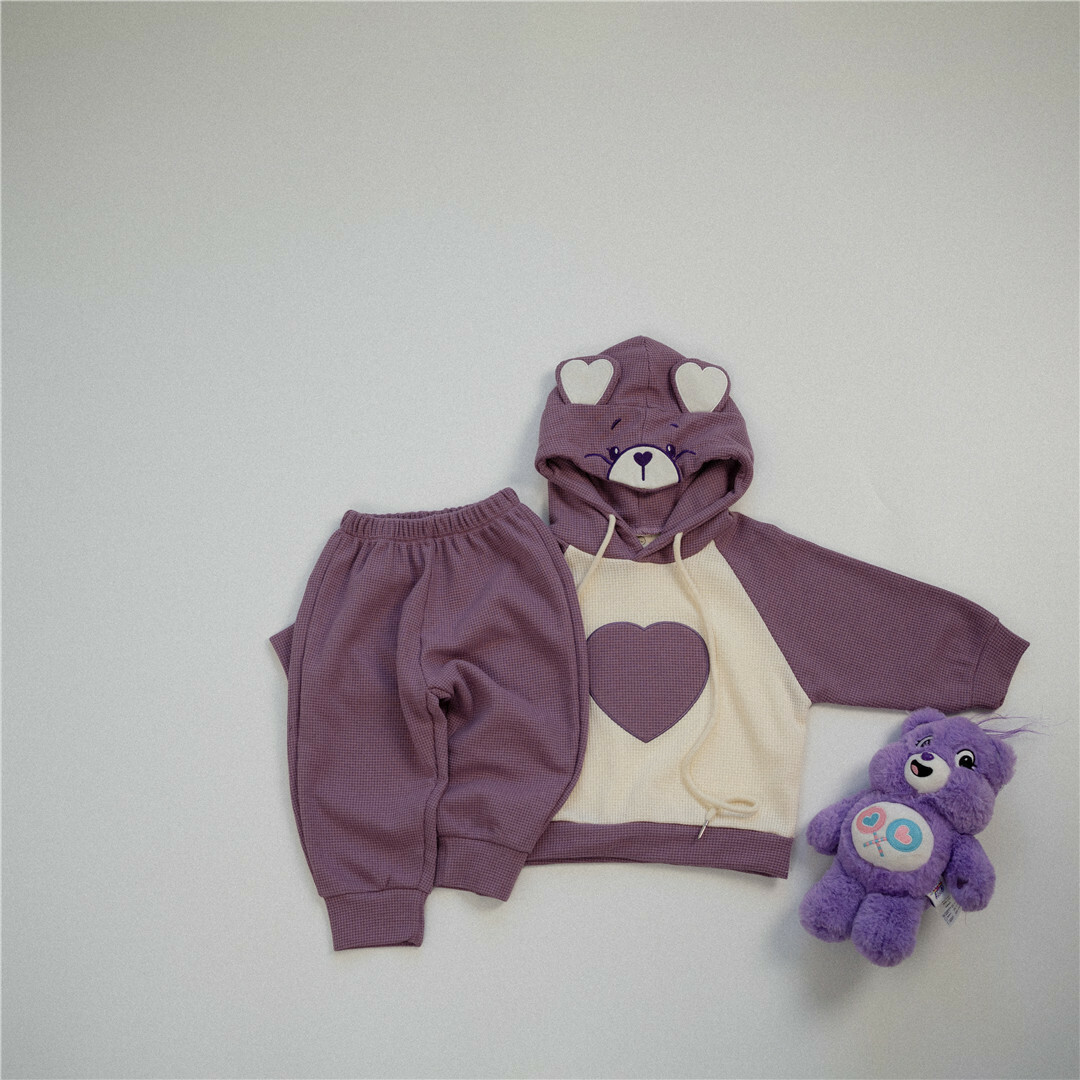 愛心糖果熊華夫格連帽上衣套裝