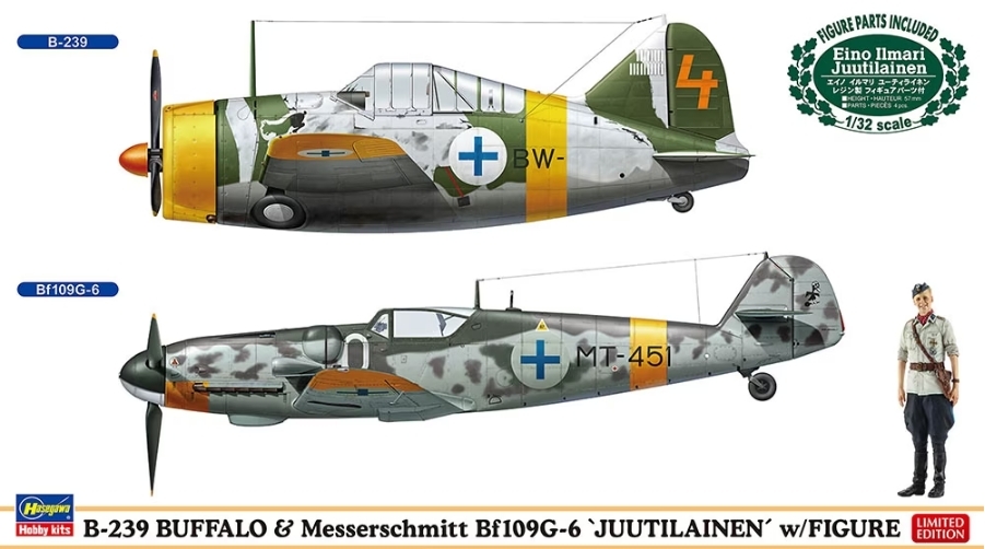 長谷川1/72 B-239 Buffalo & Messerschmitt Bf 109G-6 ' 貨號H2