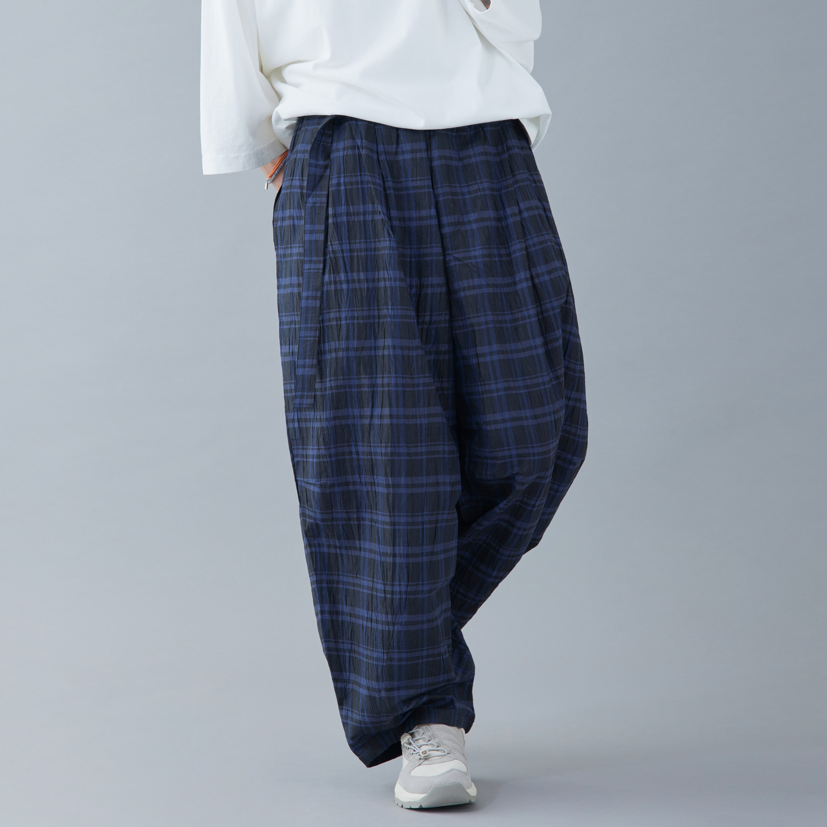 TIGHTBOOTH - Furrow Balloon Pants - Blue Plaid