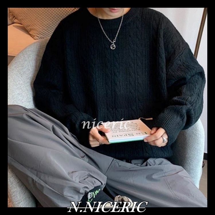 [Nice日韓歐美代購］正韓 韓國🇰🇷多尺寸版型小 針織毛衣百搭圓領慵懶風麻花針織衫