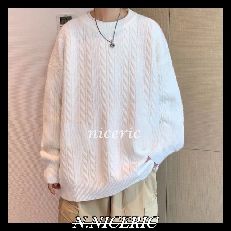 [Nice日韓歐美代購］正韓 韓國🇰🇷多尺寸版型小 針織毛衣百搭圓領慵懶風麻花針織衫