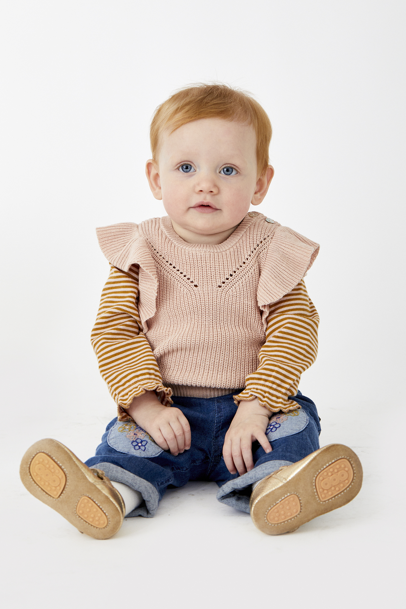 〖 Hust & Claire 〗小花補丁牛仔寬褲