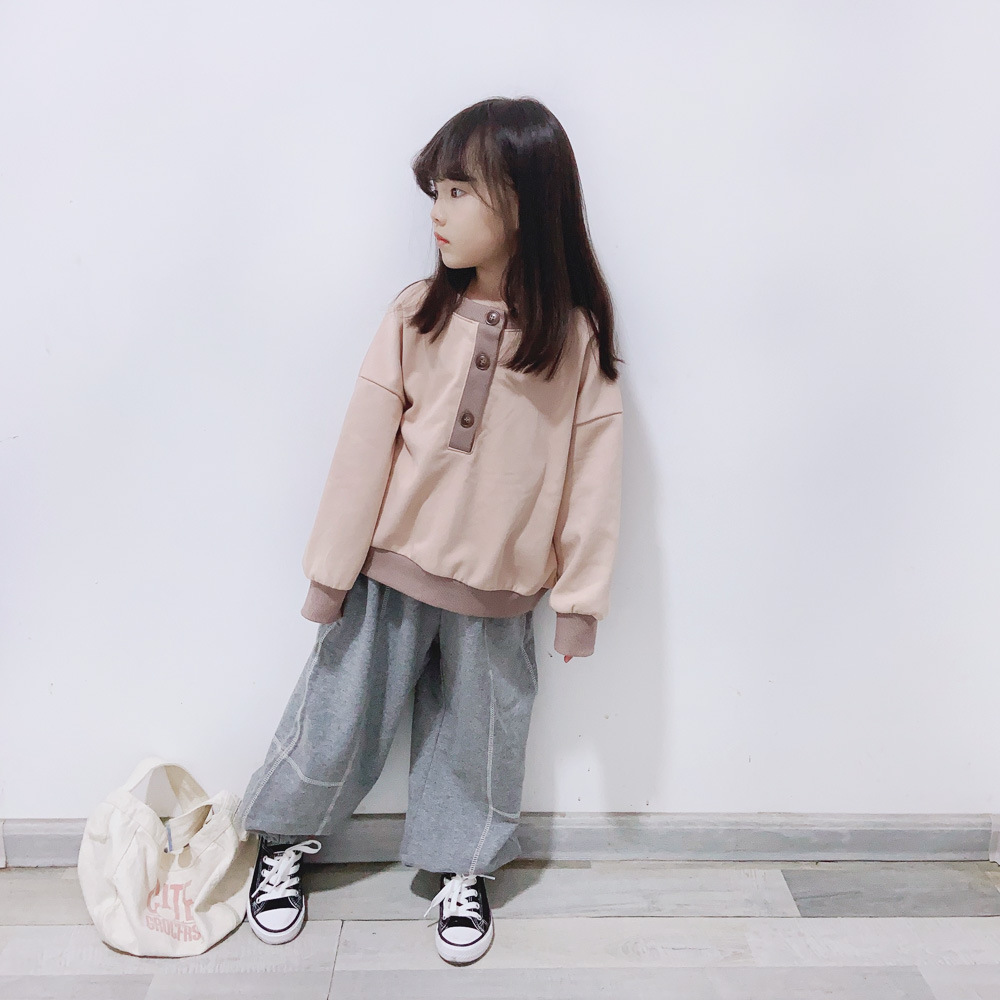 親子款 前後兩面穿拼色上衣 杏色 100cm-媽媽(L)