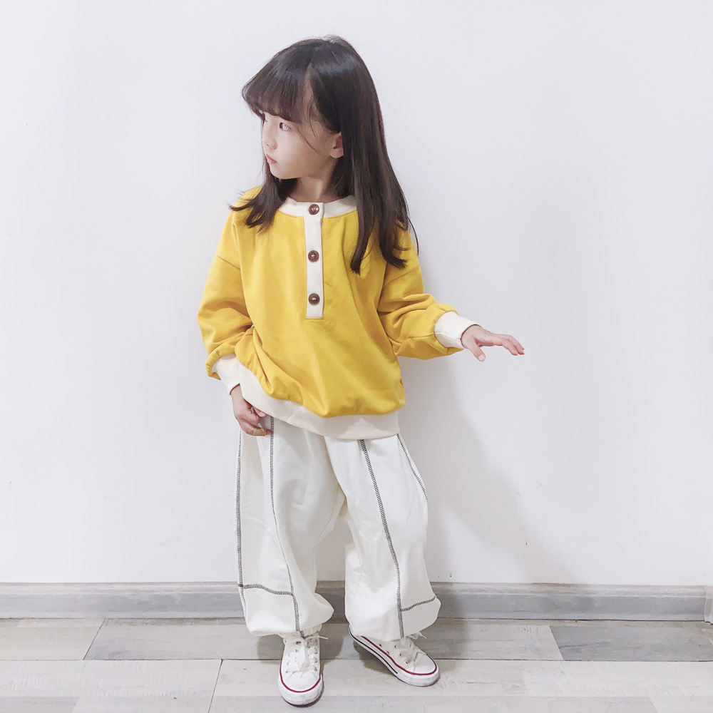 親子款 前後兩面穿拼色上衣 黃色 100cm-媽媽(L)