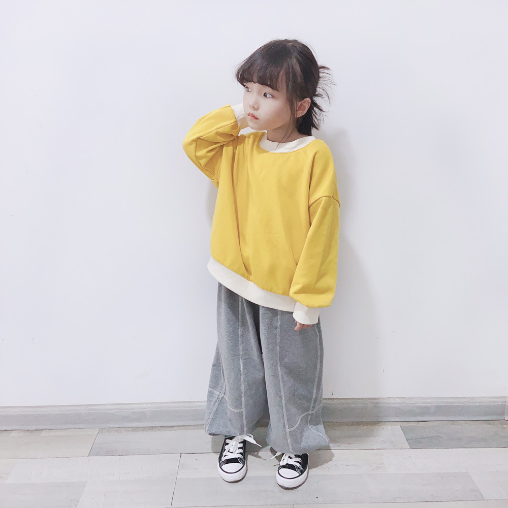 親子款 前後兩面穿拼色上衣 黃色 100cm-媽媽(L)