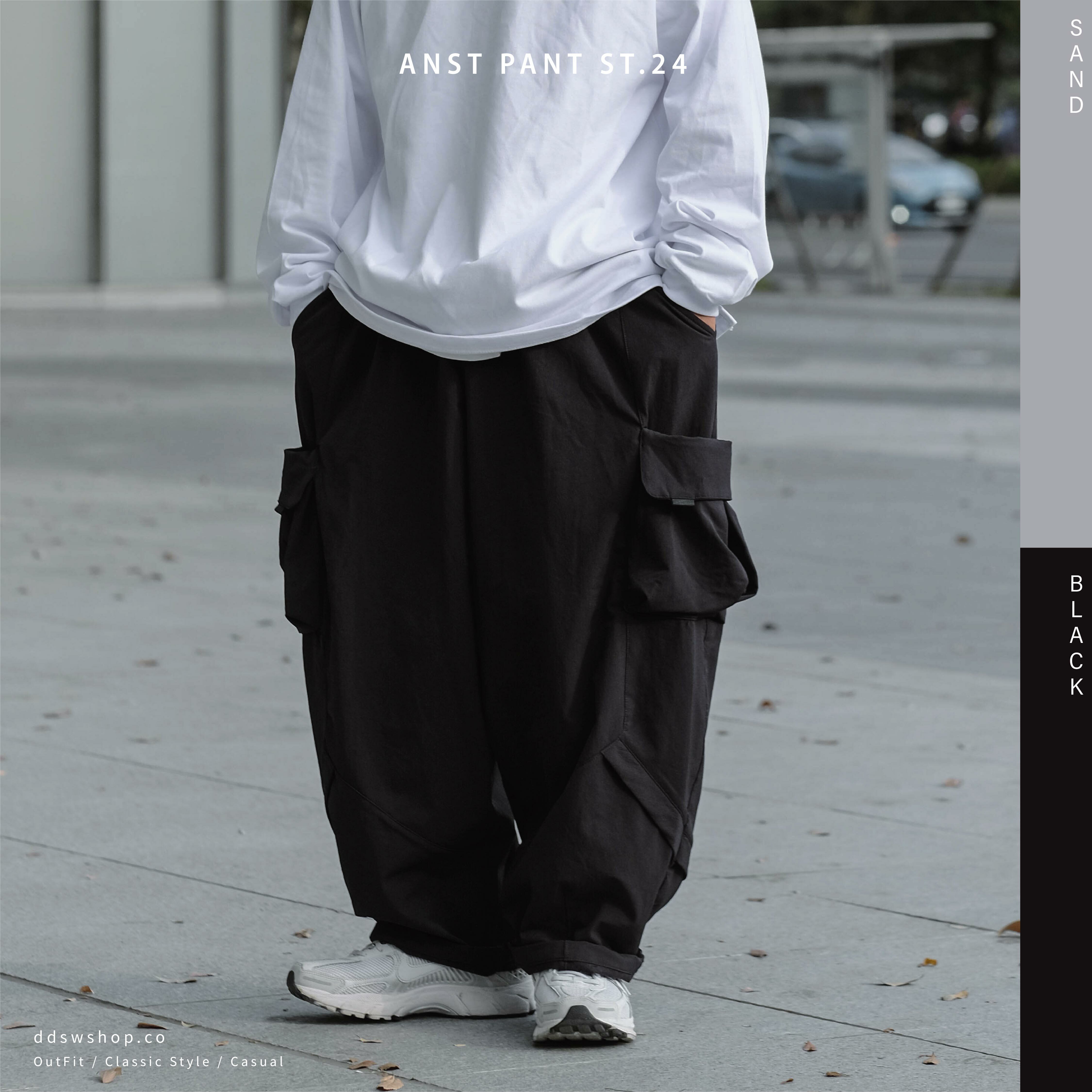 ANST 八袋 彈性防潑口袋寬褲 ST.24