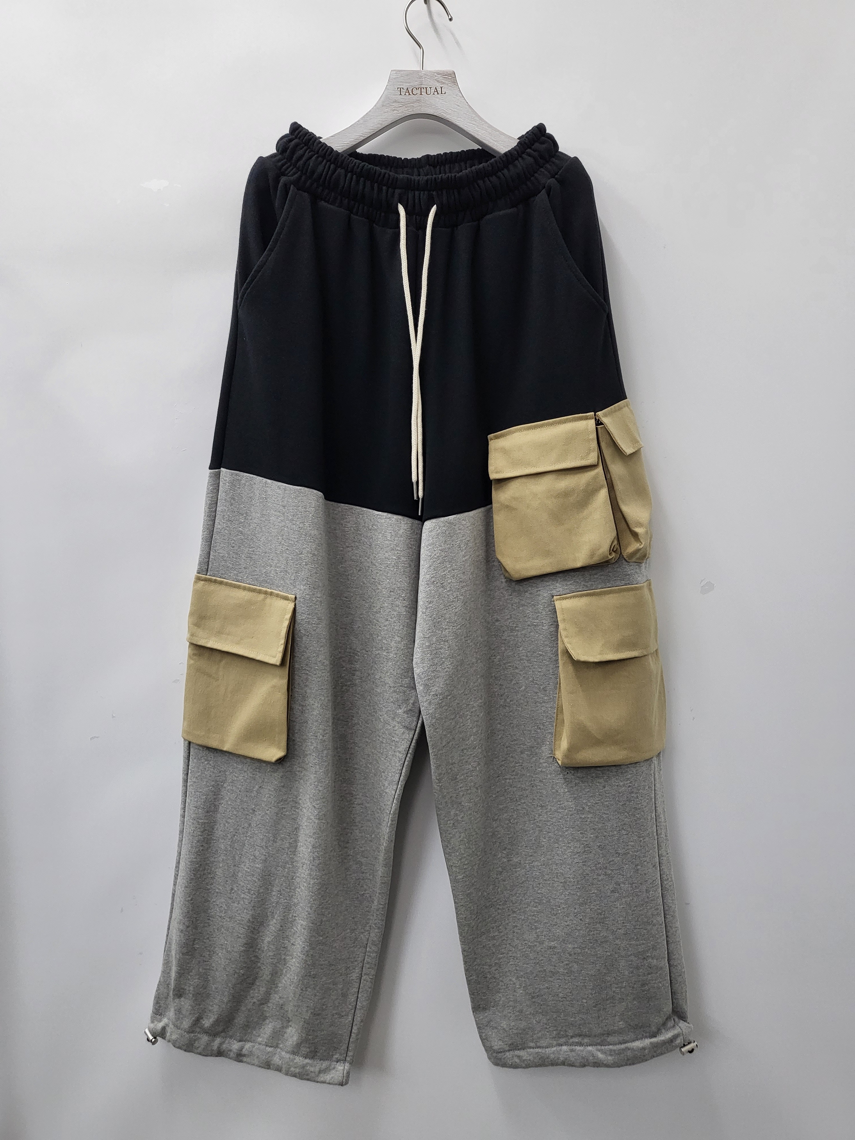 拼色棉質鬆身工裝褲 P2630