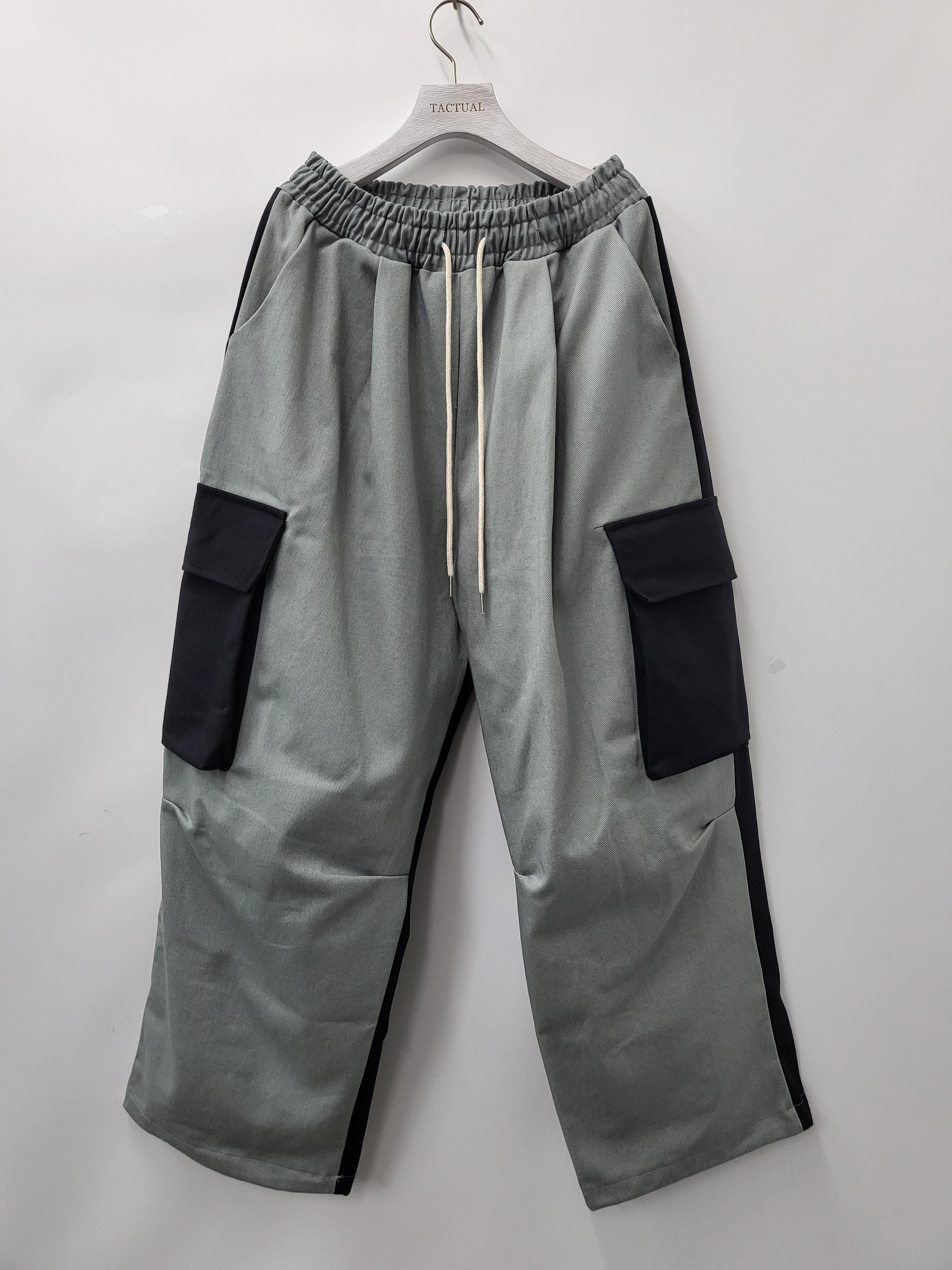 拼色可束腳鬆身工裝褲 P2628