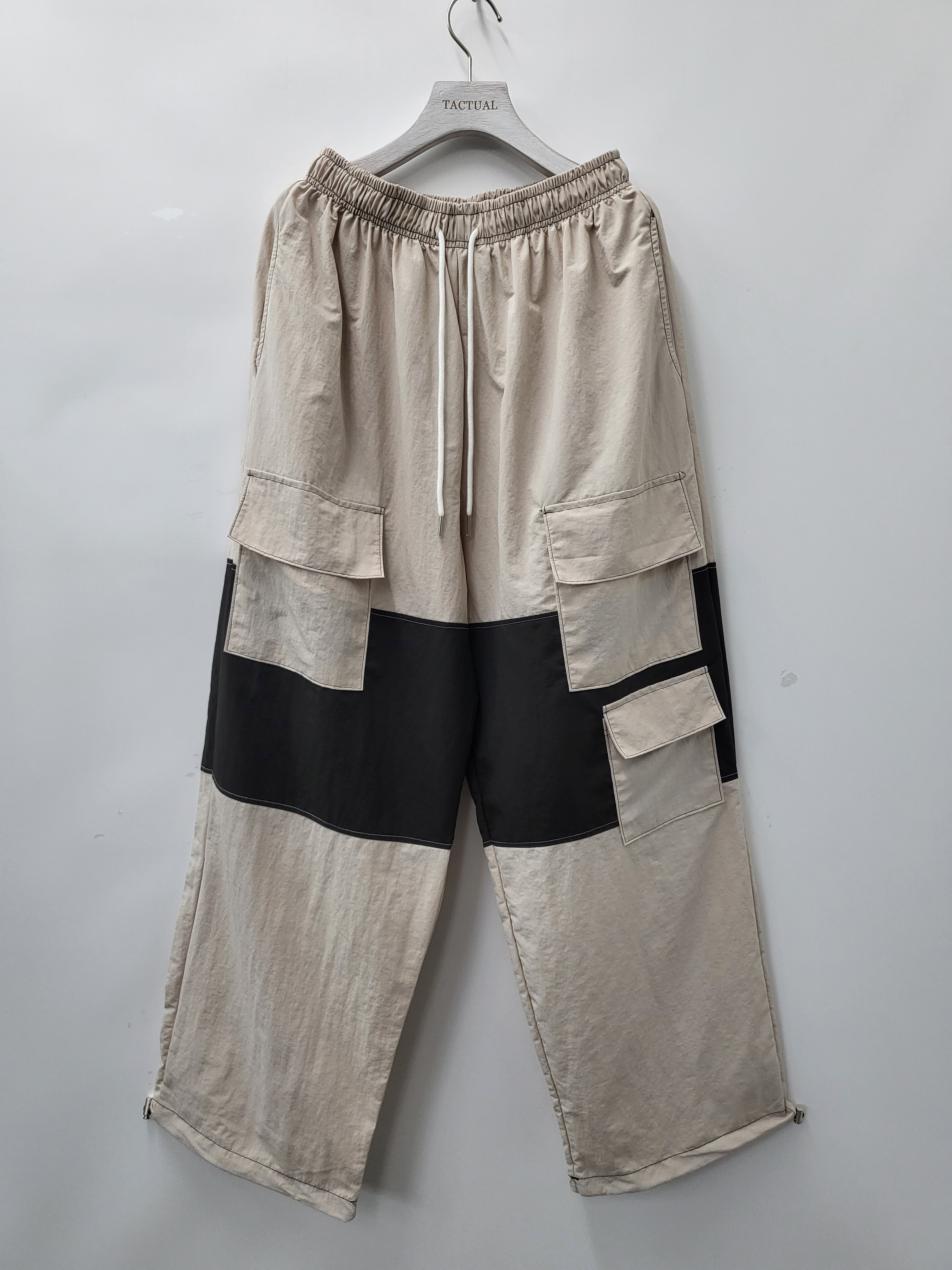 拼色可束腳鬆身工裝褲 P2632