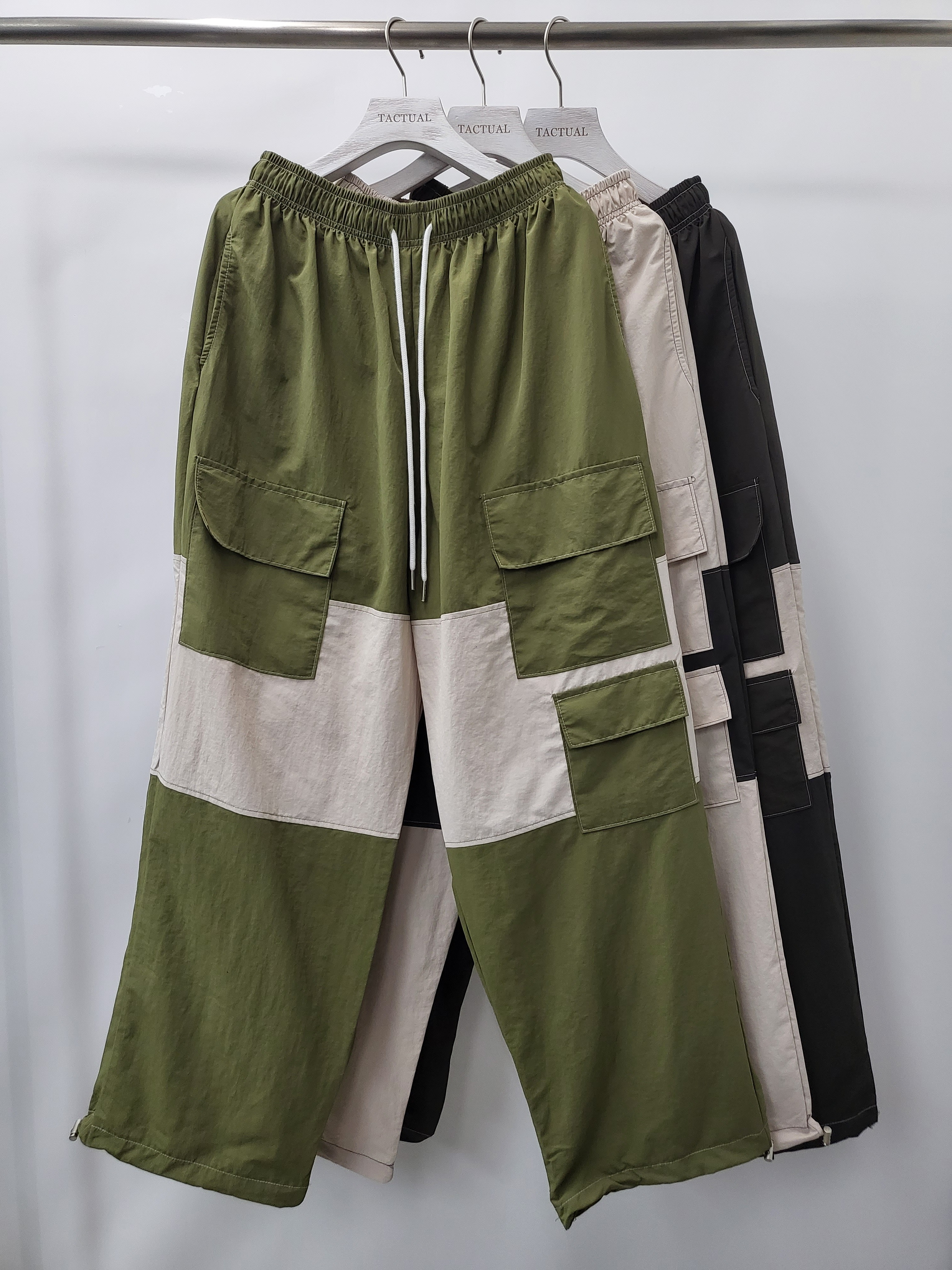 拼色可束腳鬆身工裝褲 P2632