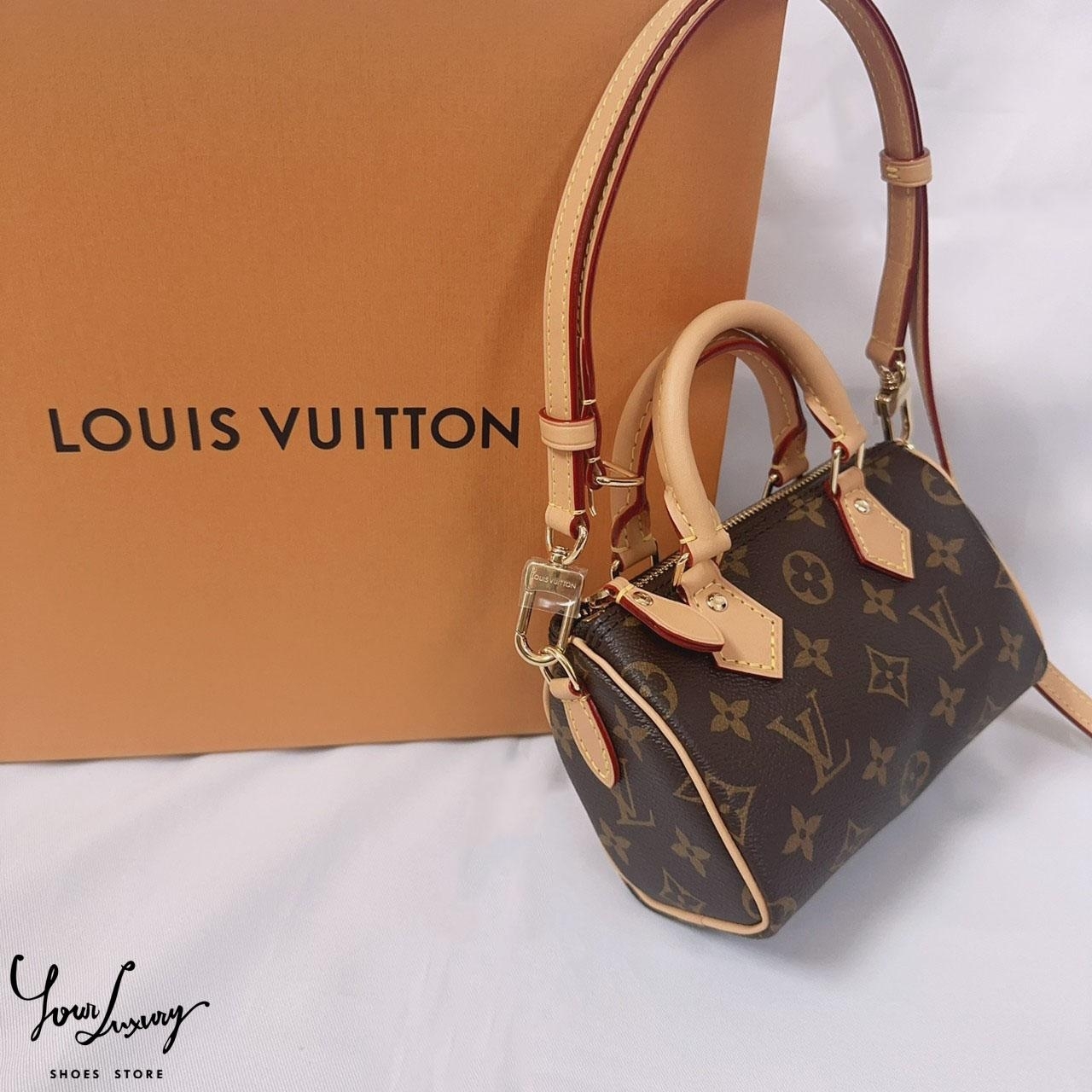 【Luxury】現貨 Louis Vuitton M81085 Nano Speedy 經典Monogram 手提肩背斜背小包 小提袋 小廢包