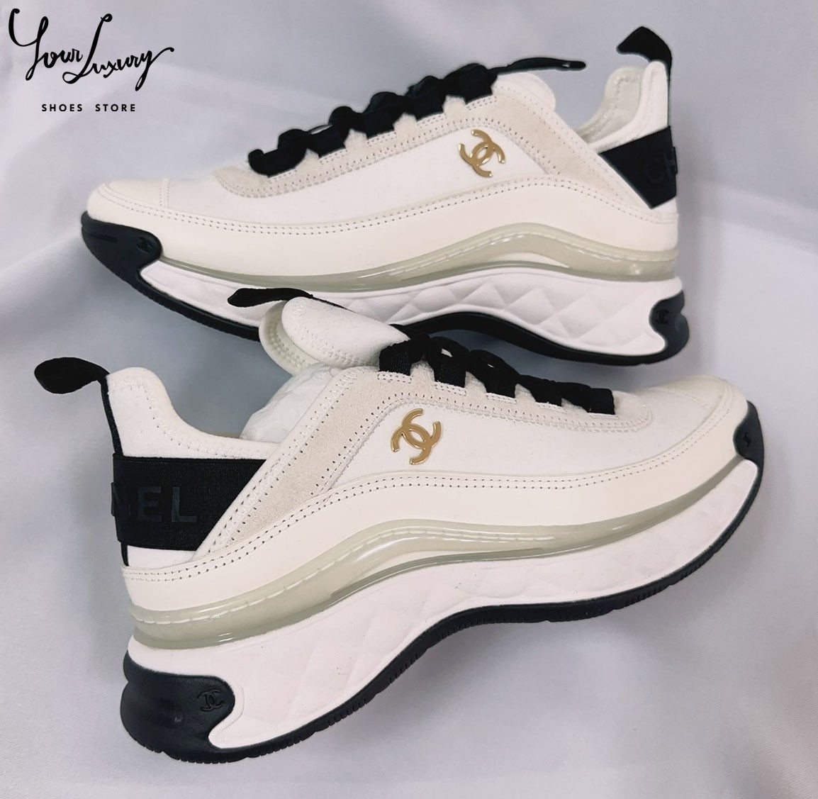 【Luxury】現貨新款 CHANEL 香奈兒 老爹鞋 小白鞋 增高 黑白熊貓 小香鞋 全配精品 厚底 正品代購