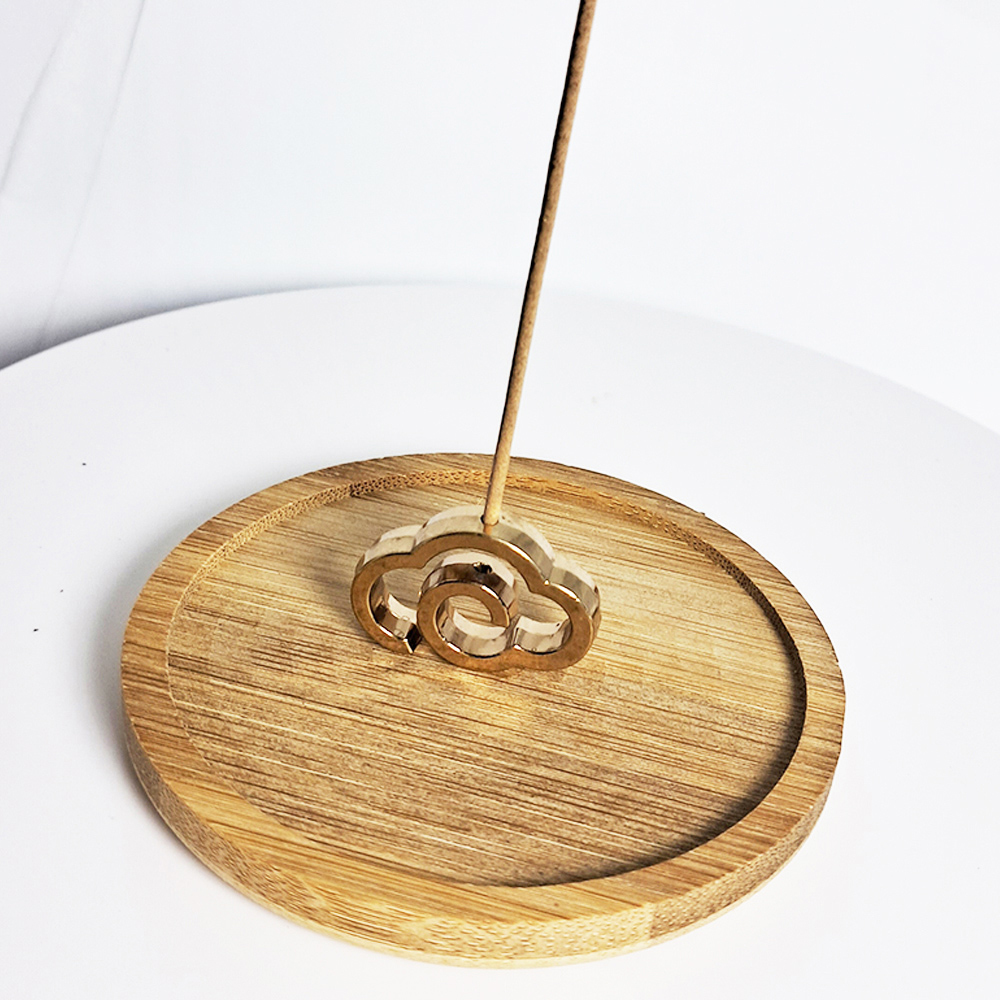 金色如意祥雲香插架+竹圓盤【十方】152323