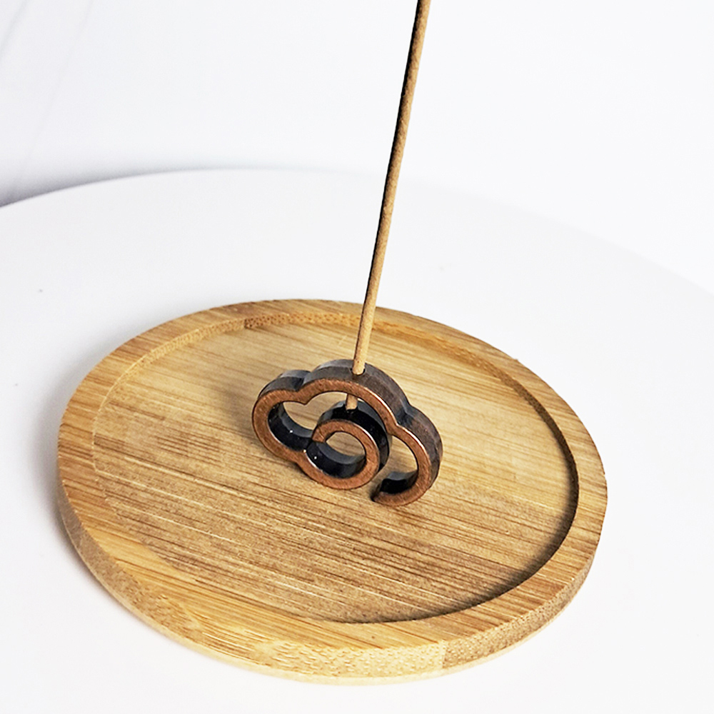 古色如意祥雲香插架+竹圓盤【十方】152324