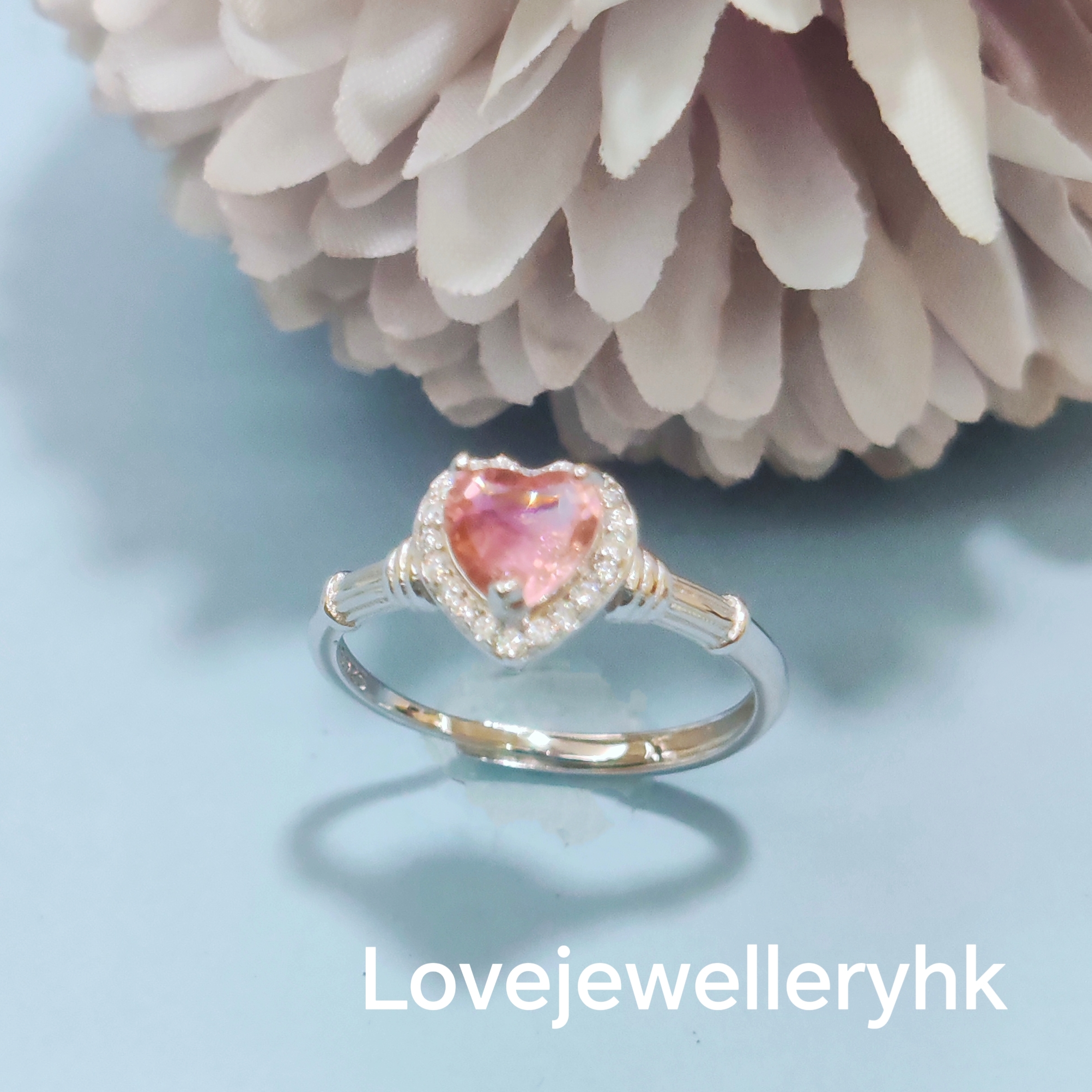 天然碧璽心形戒指 GR009