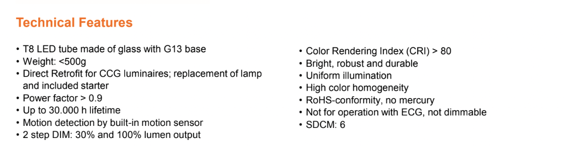 OSRAM ST8S-1.2M16W 4000K 6500K EM LED 燈管內建動作感應器