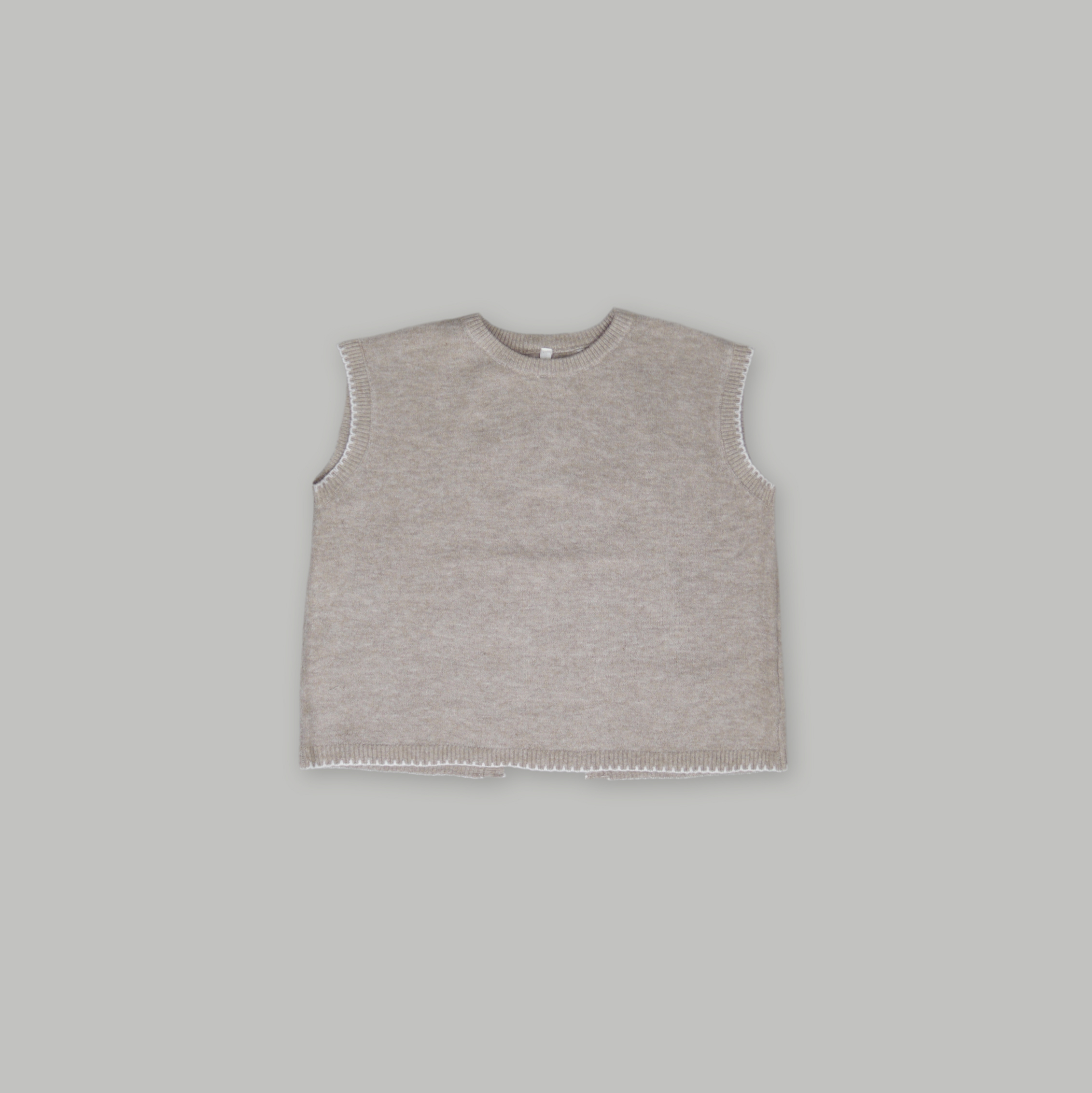 J.P.L. 圓領法式袖針織明線背心