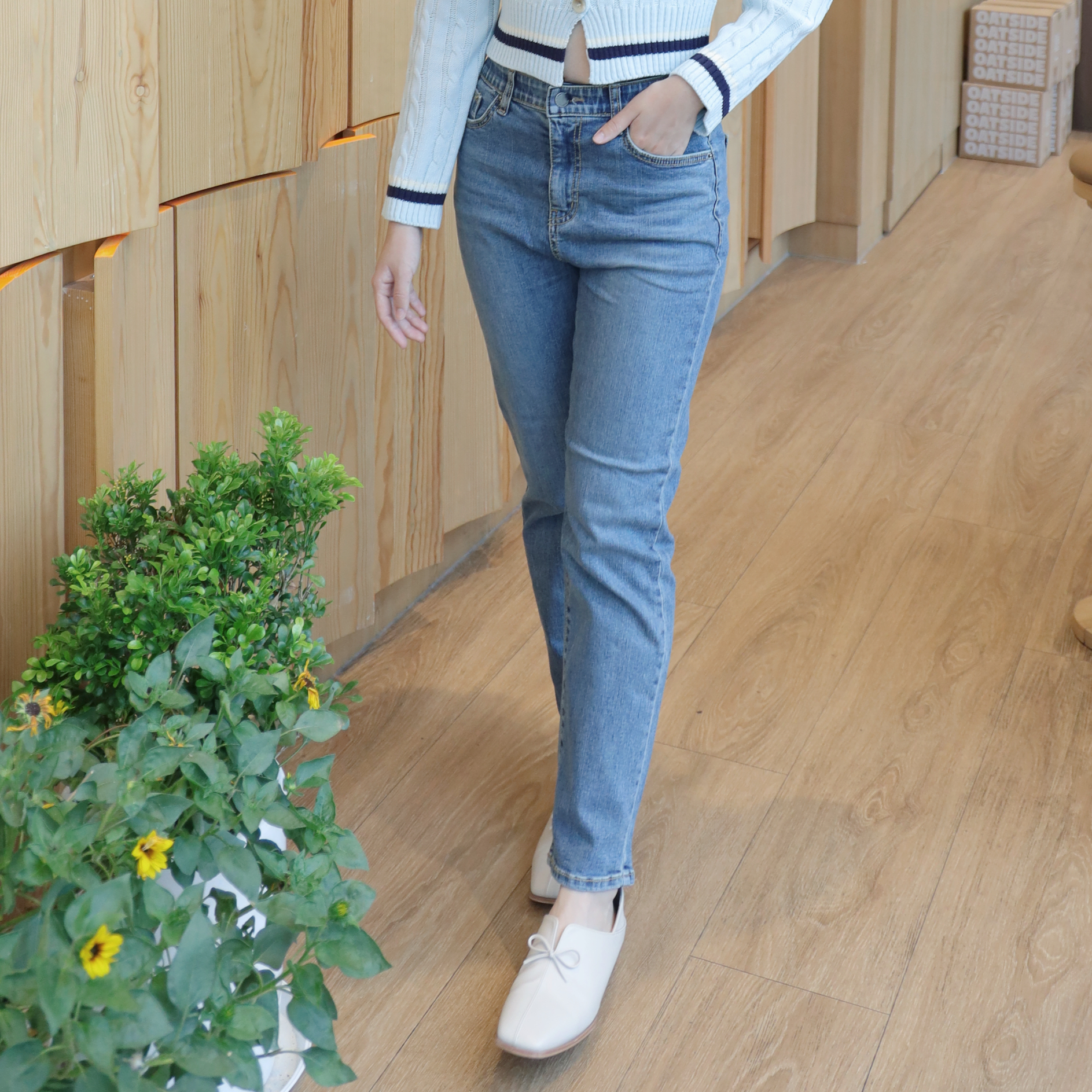 ✨ ||PA63||休閒灰藍直筒牛仔褲