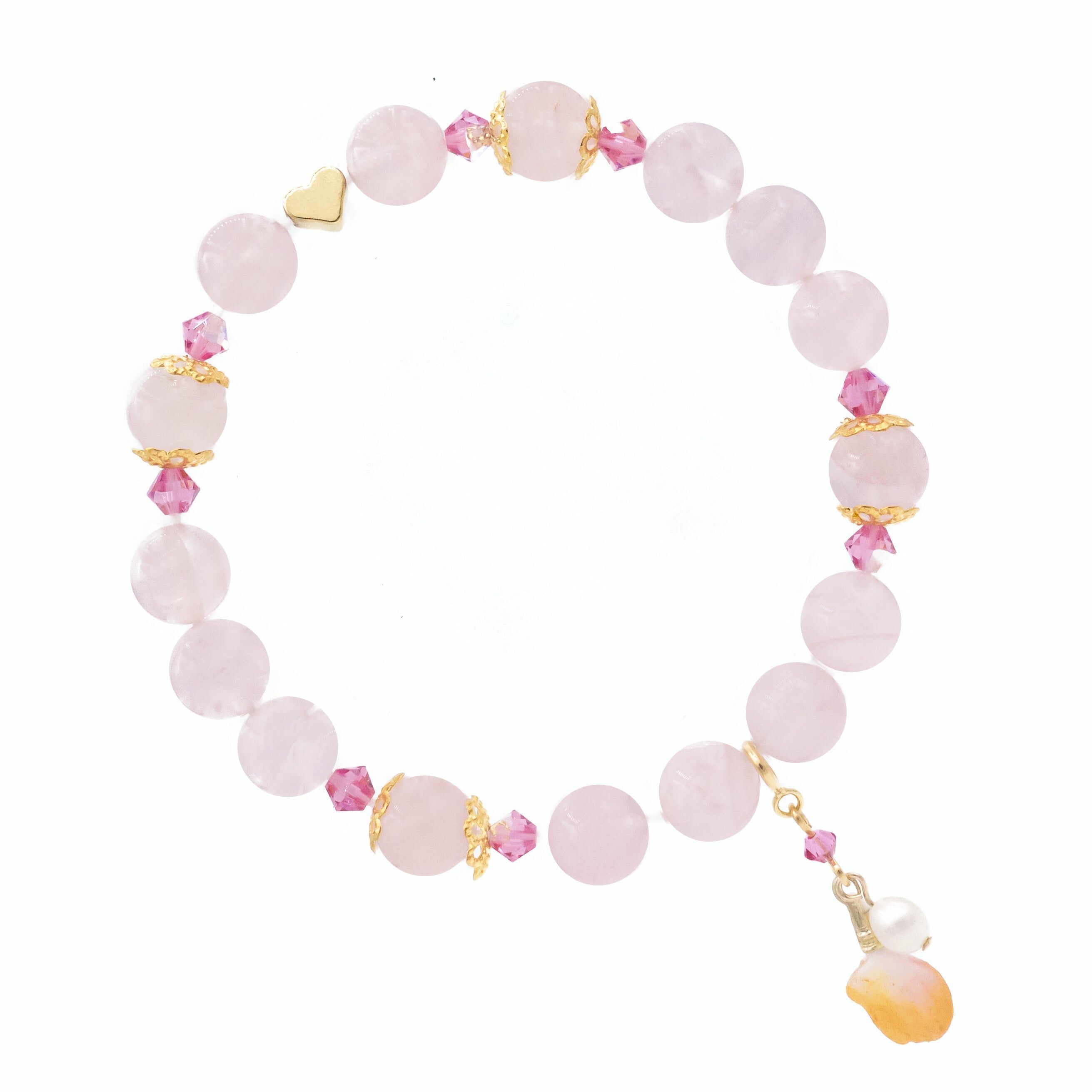 Maiden's Prayer Rose Quartz Bracelet (with detachable petal pendant)