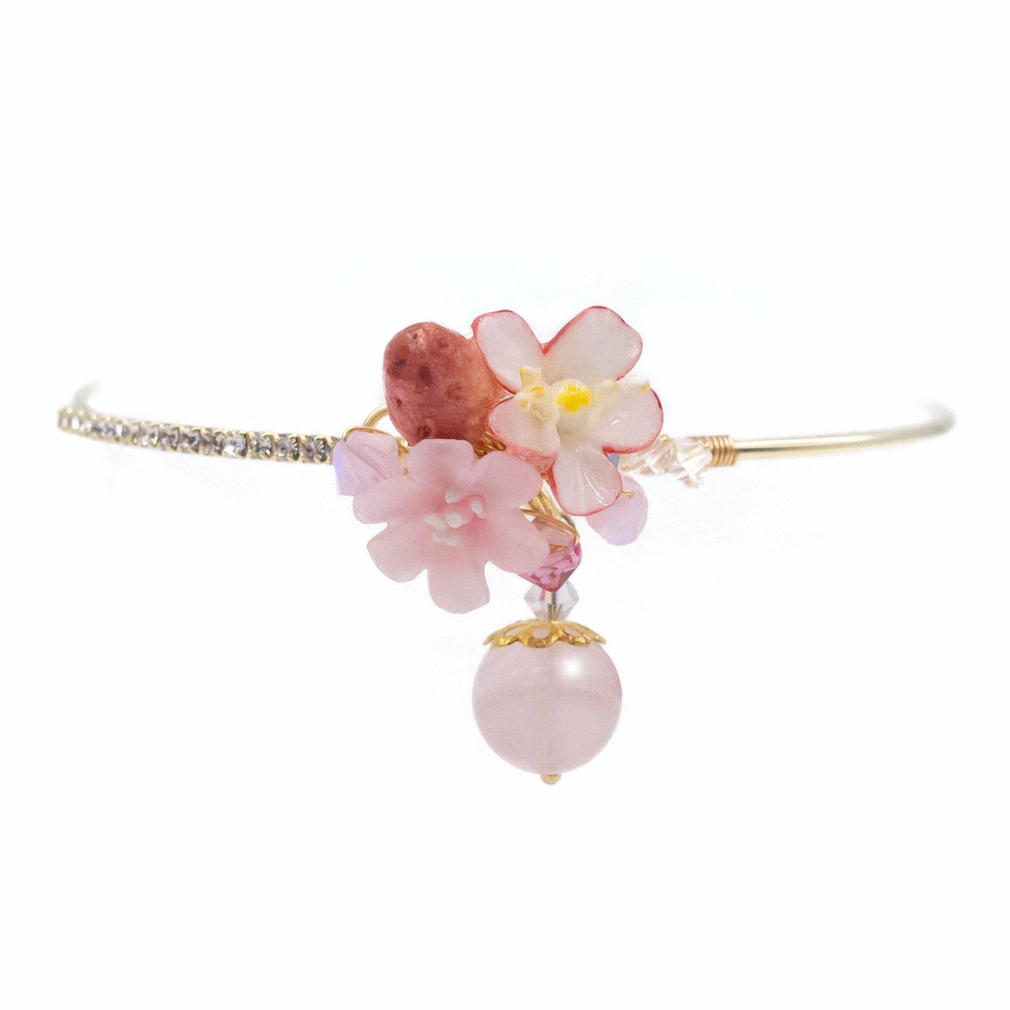 Berry Rose Quartz 14K Gold-plated Bangle