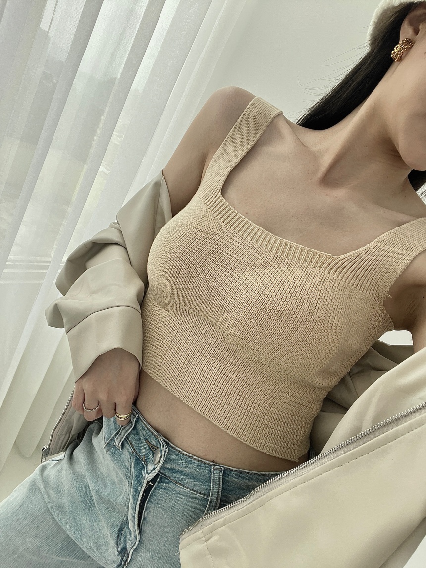 粗肩毛毛料收復顯胸背心*3色