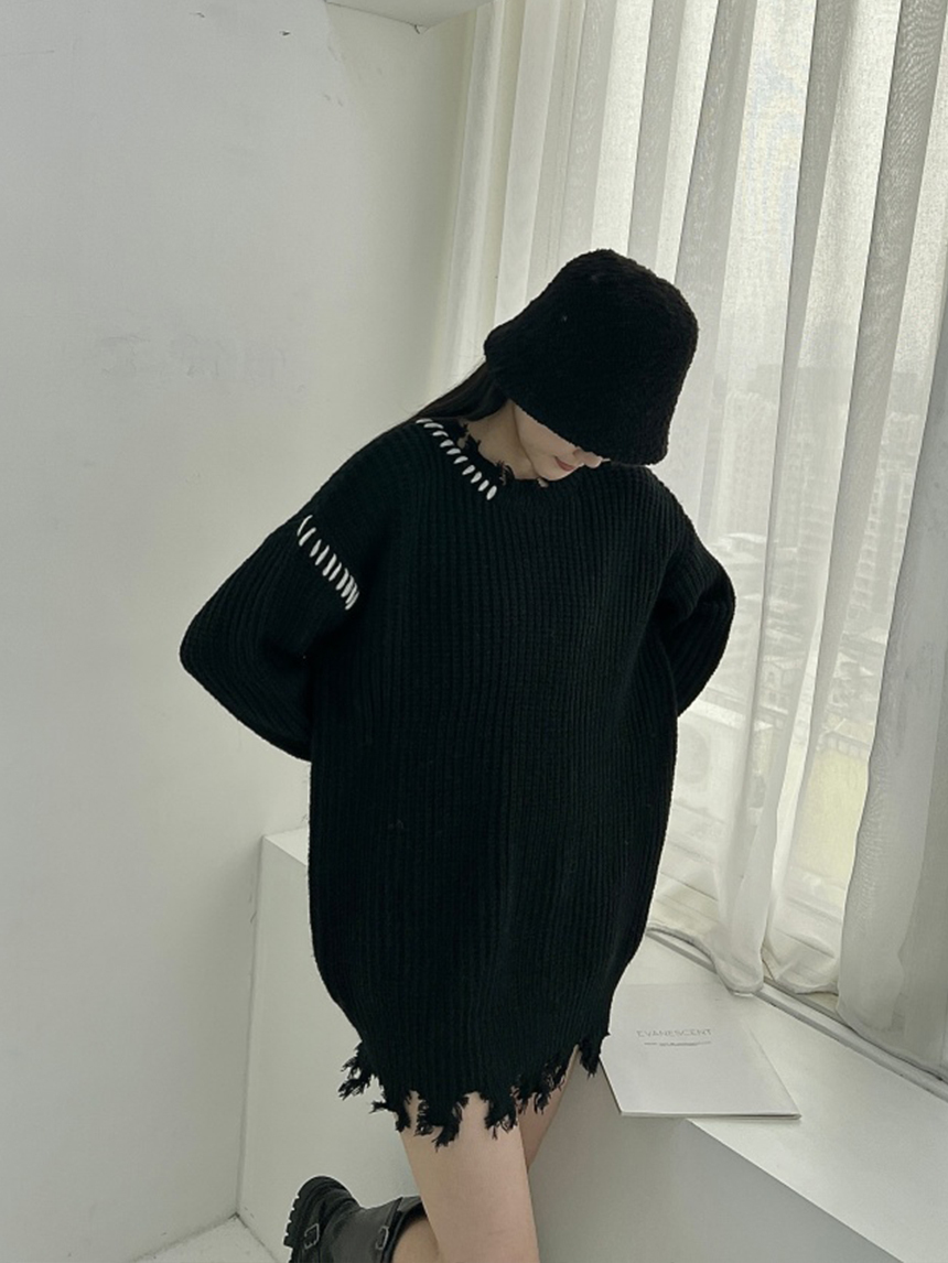 破壞車邊慵懶男友針織洋裝2色