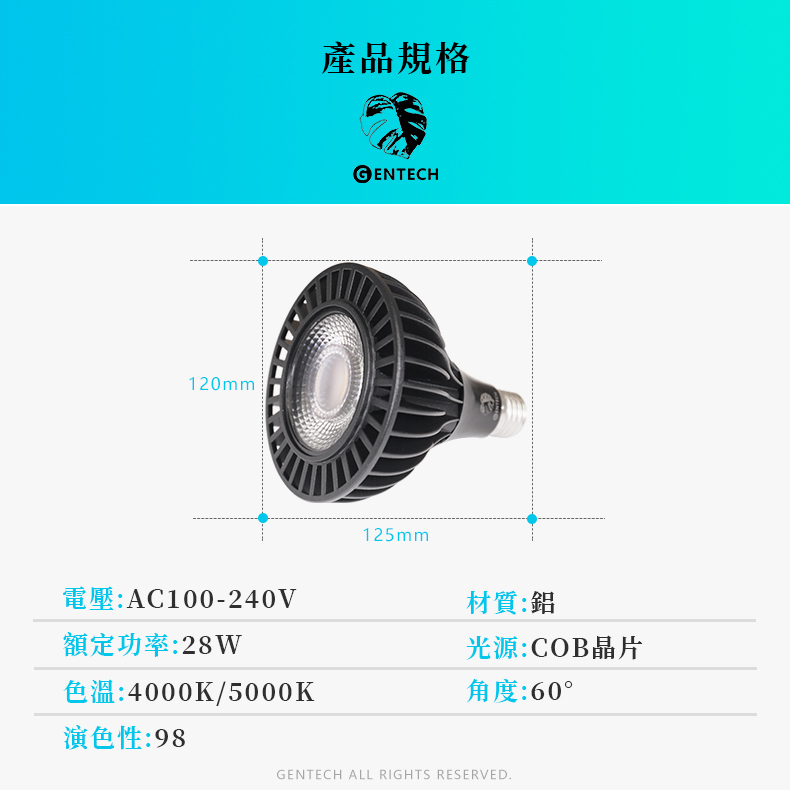 全光譜植物燈28W規格