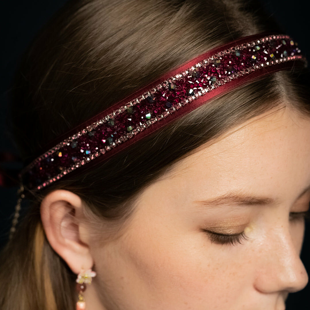 Strawberry Kisses Crystal Ribbon Headband
