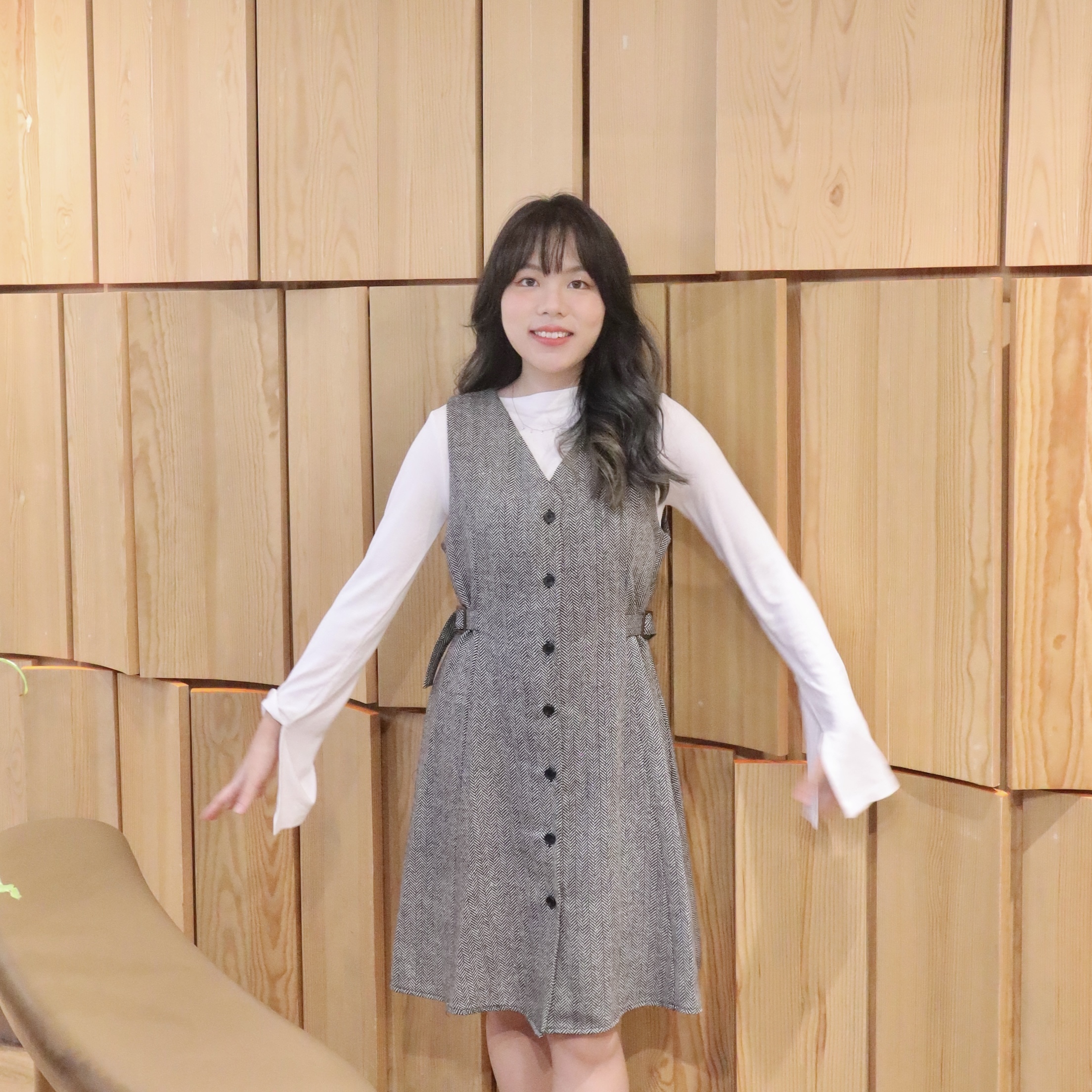 ✨ ||OPS182|| 秋系英倫風V領背心連身裙